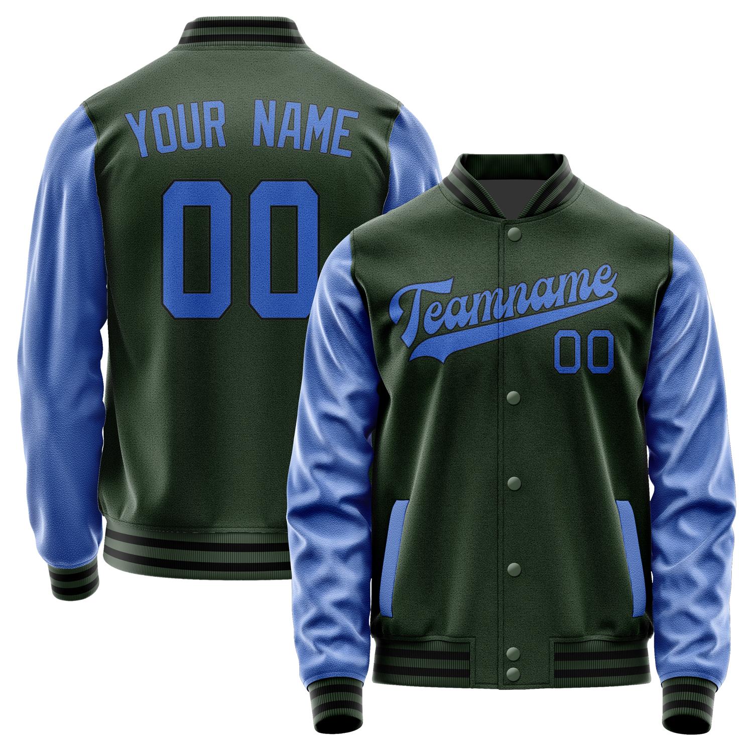 Custom Dark Green Sky Blue Jacket JA0606090617B31709