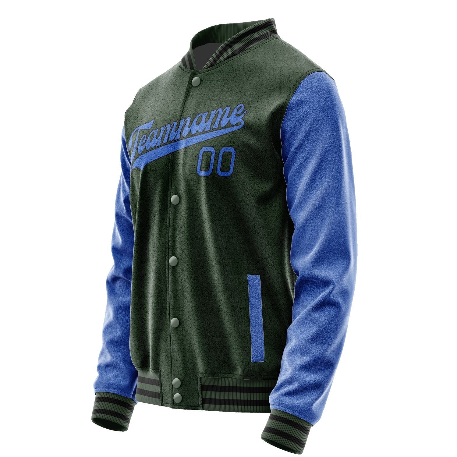 Custom Dark Green Sky Blue Jacket JA0606090617B31709