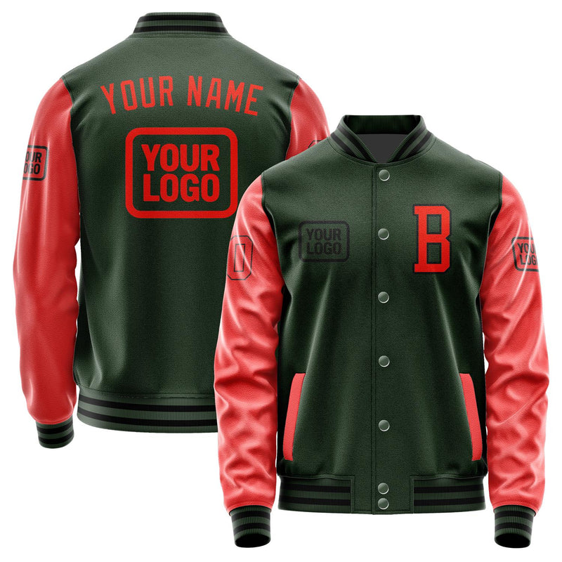 Custom Dark Green Orange Red Jacket JA060612061717121217