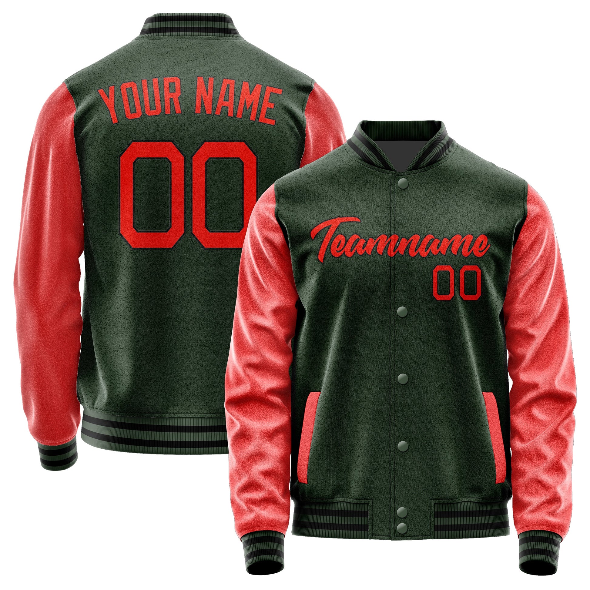 Custom Dark Green Orange Red Jacket JA0606120617B21712