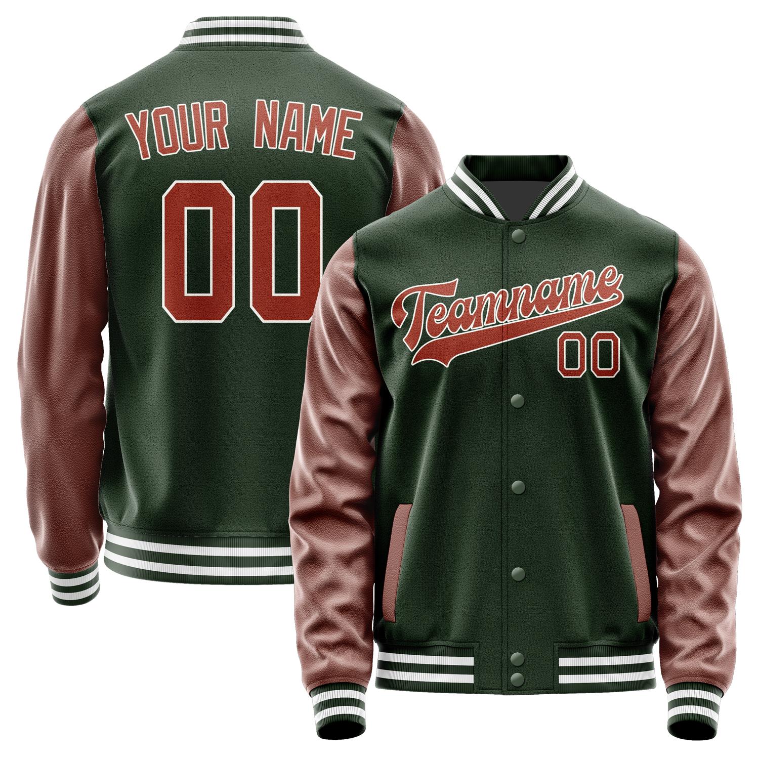 Custom Dark Green Coral Red Jacket JA0606160618B31816