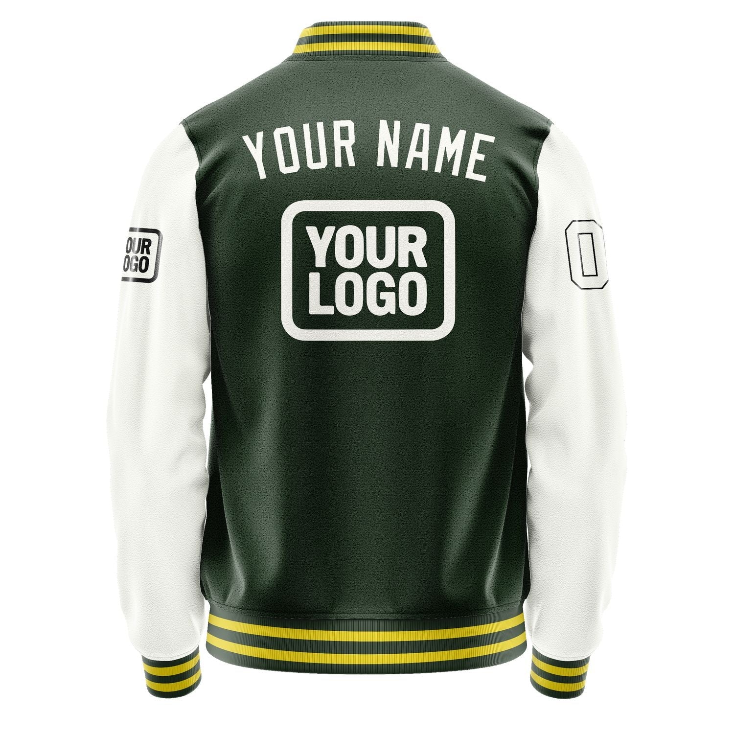 Custom Dark Green White Jacket JA060618062617181817
