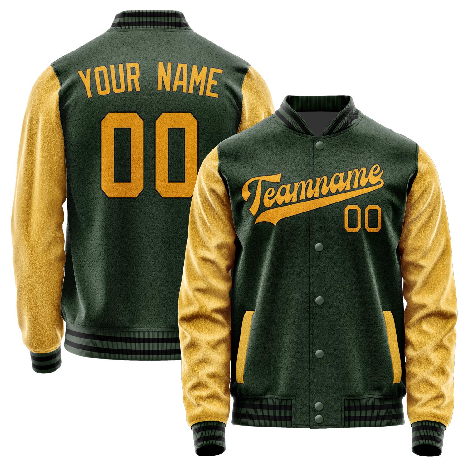Custom Dark Green Yellow Jacket JA0606190617B31719