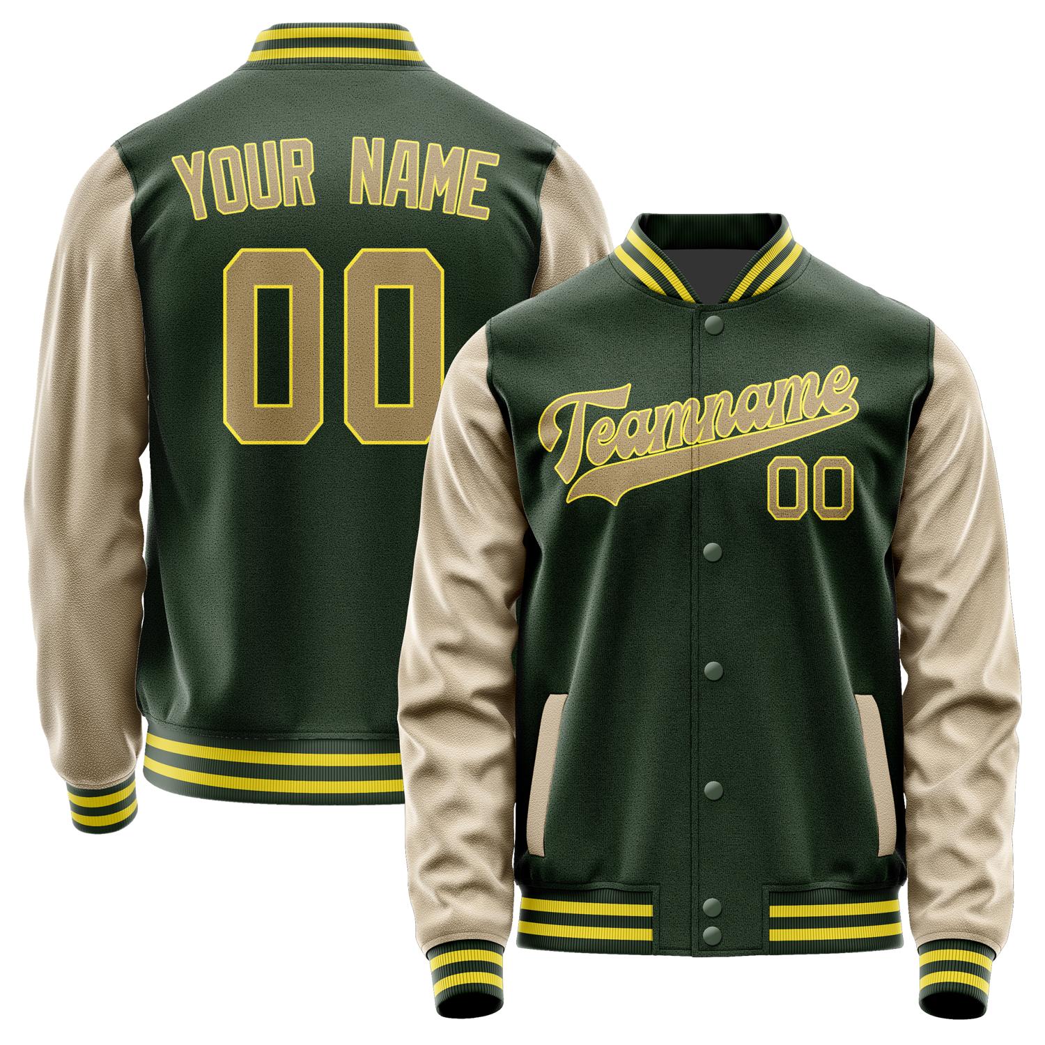 Custom Dark Green Light Khaki Jacket JA0606250626B32625