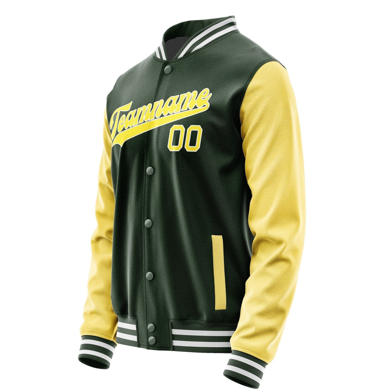 Custom Dark Green Light Yellow Jacket JA0606260618B31826