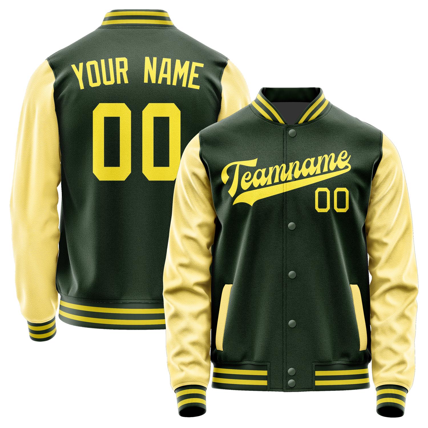 Custom Dark Green Light Yellow Jacket JA0606260626B32626