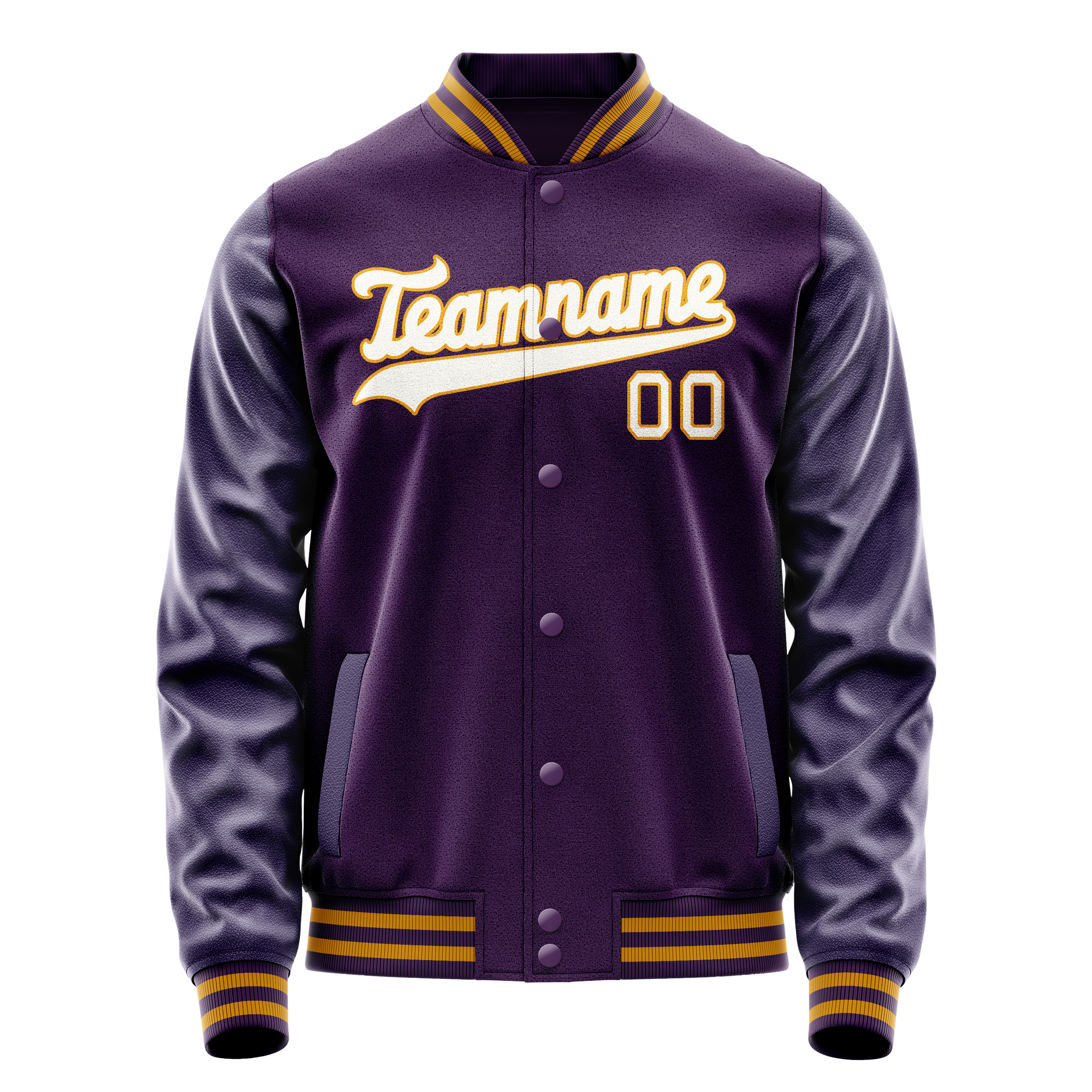 カスタムパープルホワイト無地バーシティレターマンジャケット