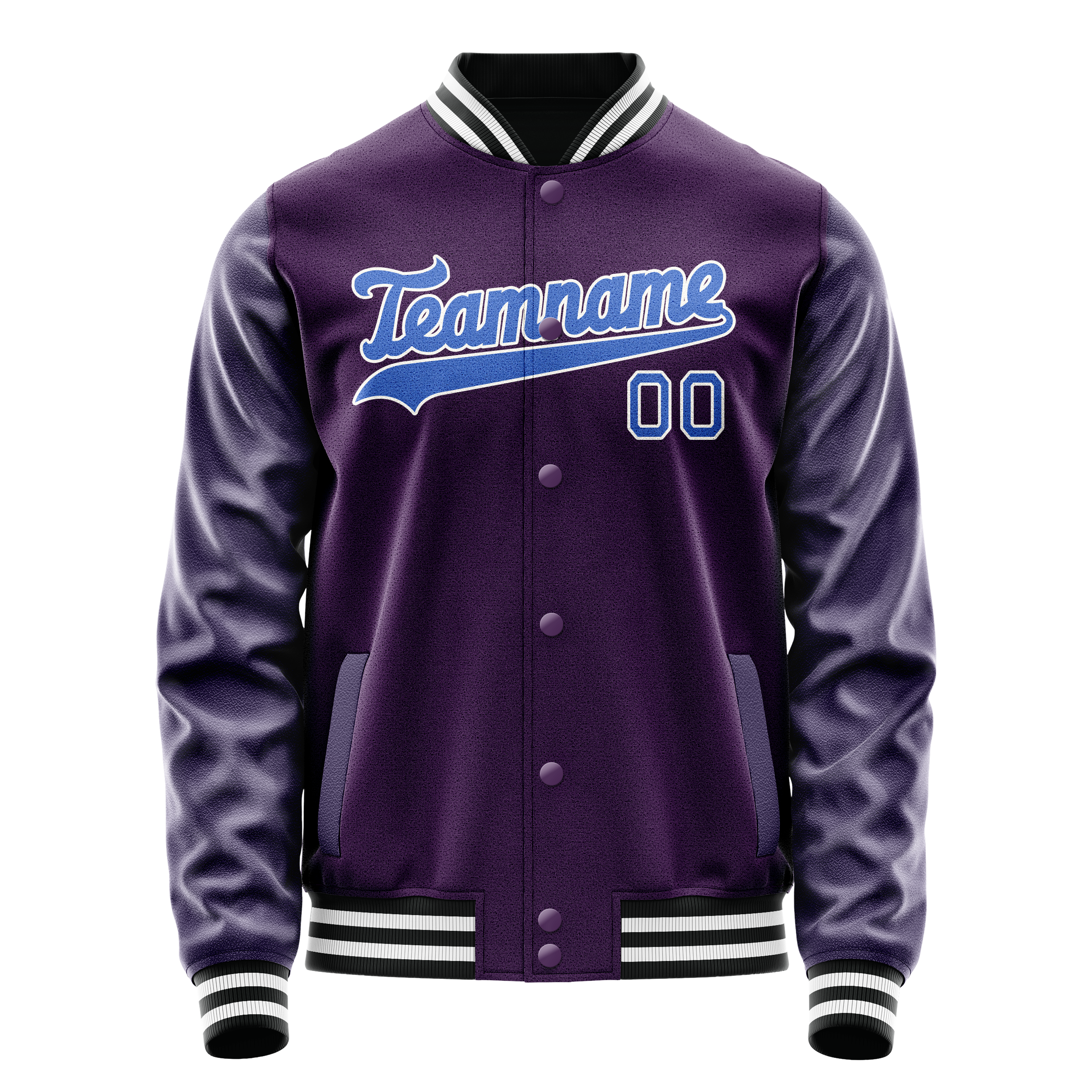 カスタムパープルティール無地バーシティレターマンジャケット