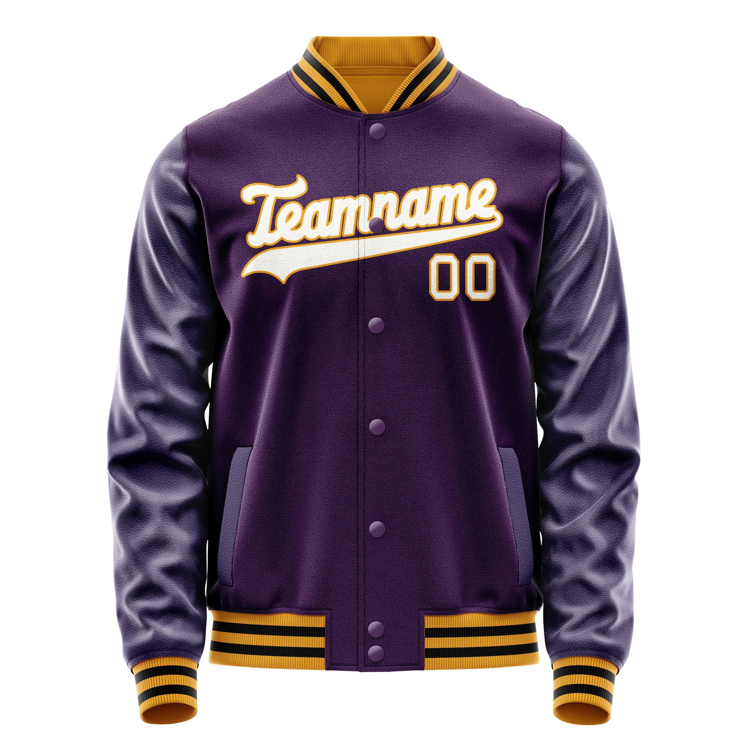 カスタムパープルホワイト無地バーシティレターマンジャケット