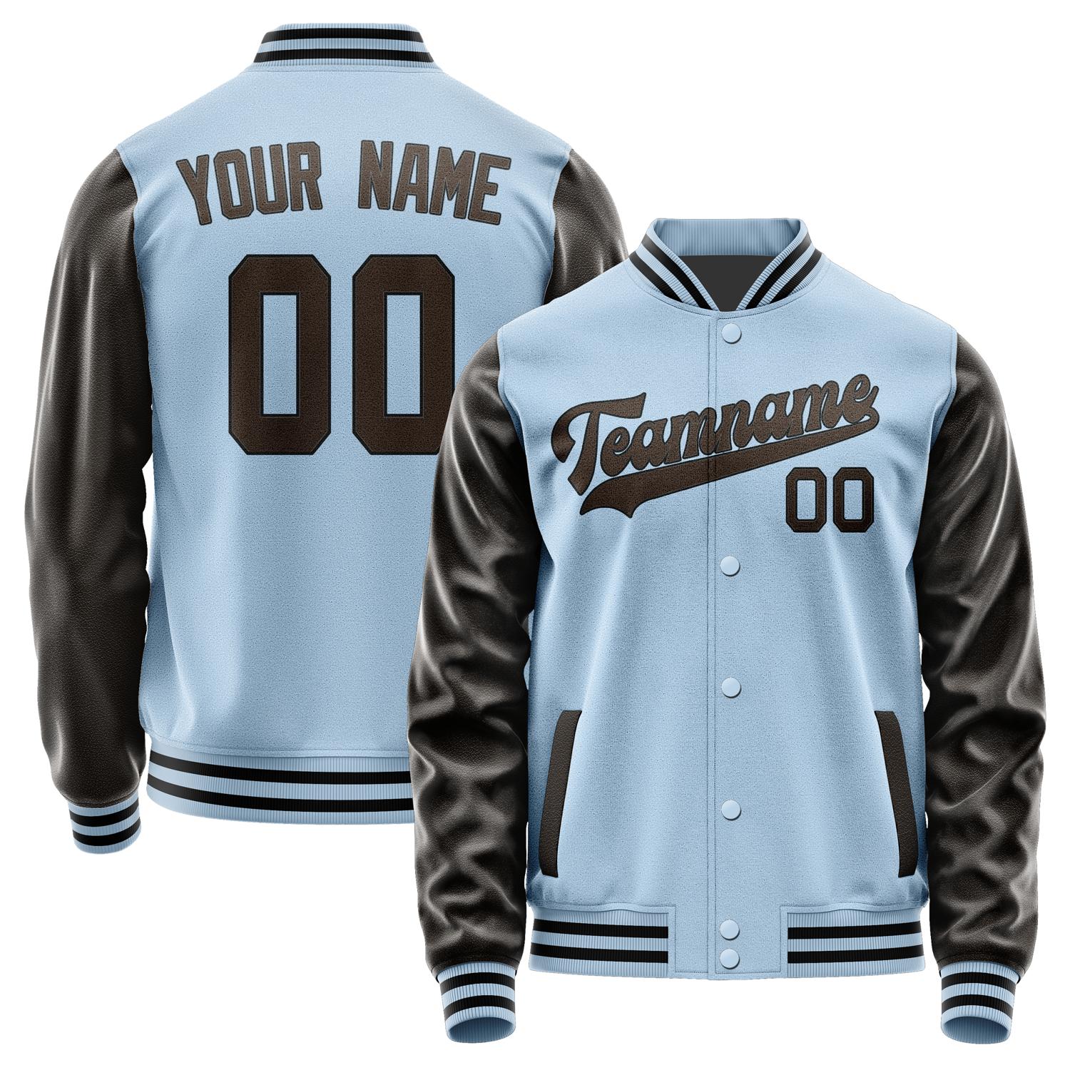 Custom Light Blue Brown Jacket JA0808010817B31701