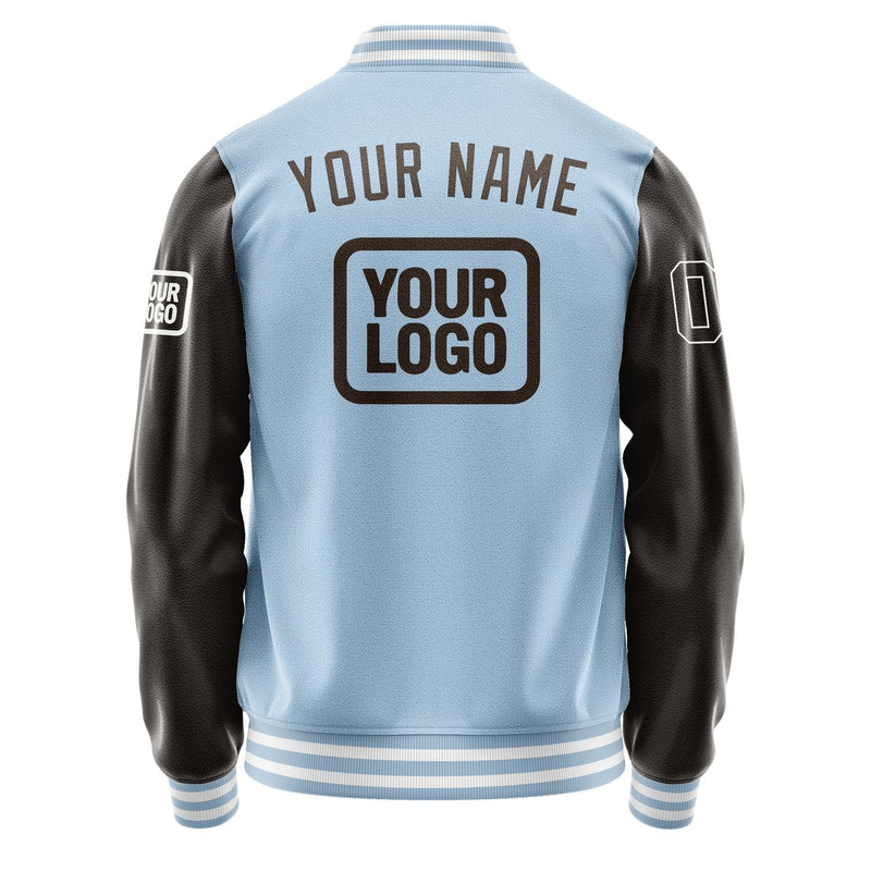 Custom Light Blue Brown Jacket JA080801081818010118