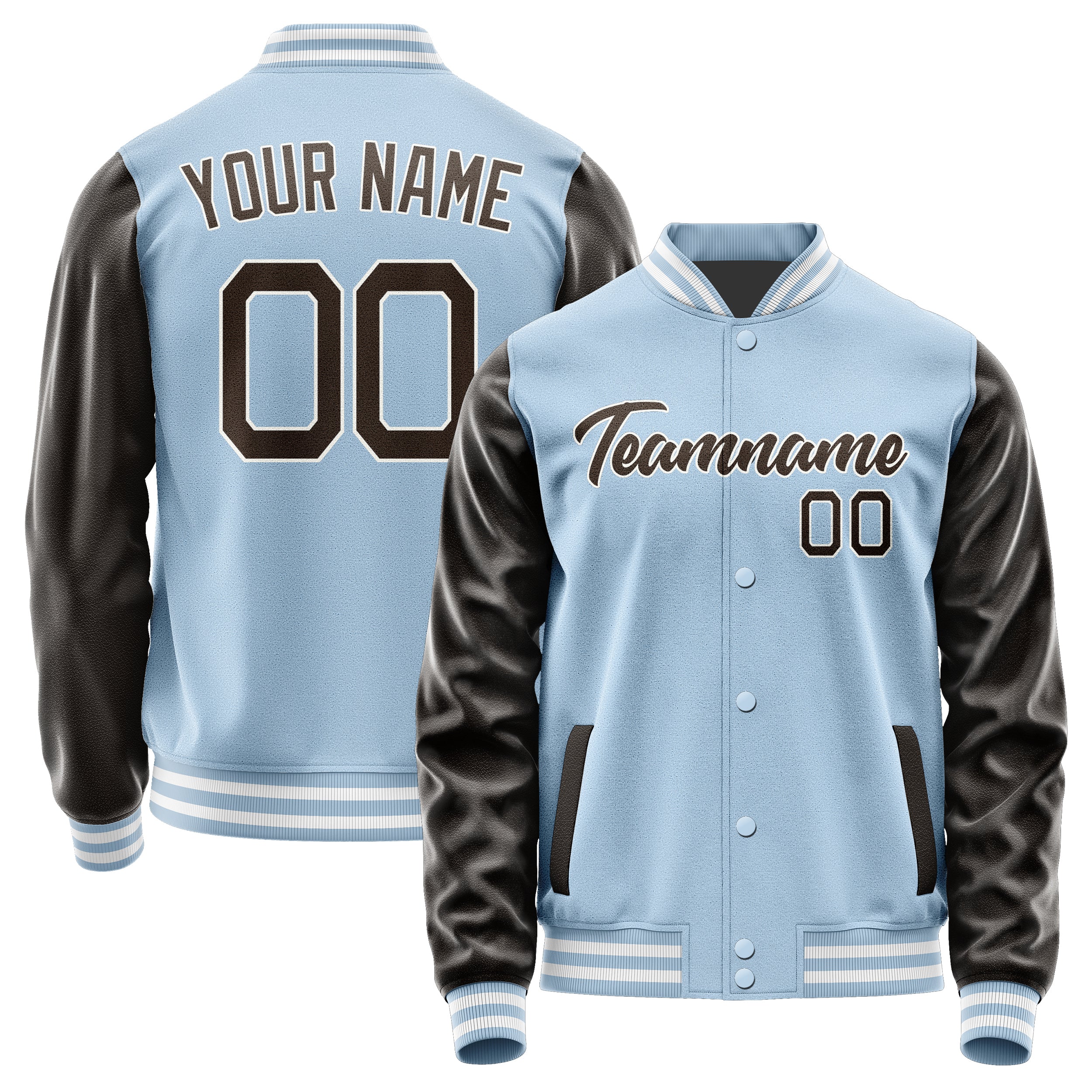 Custom Light Blue Brown Jacket JA0808010818B21801