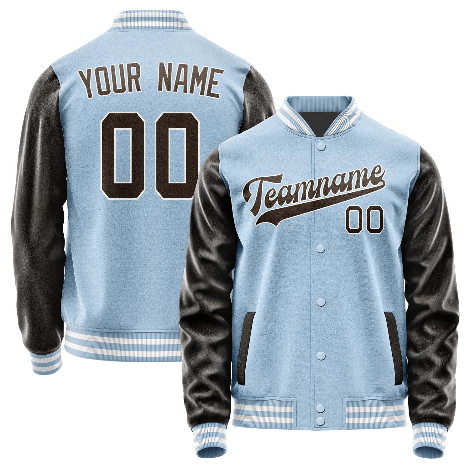 Custom Light Blue Brown Jacket JA0808010818B31801