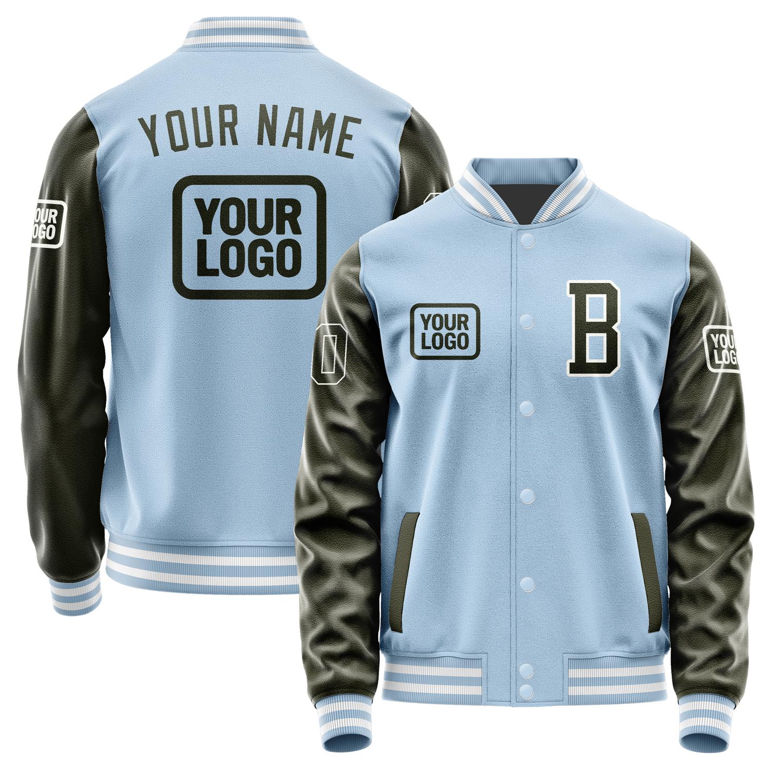 Custom Light Blue Olive Jacket JA080802081818020218