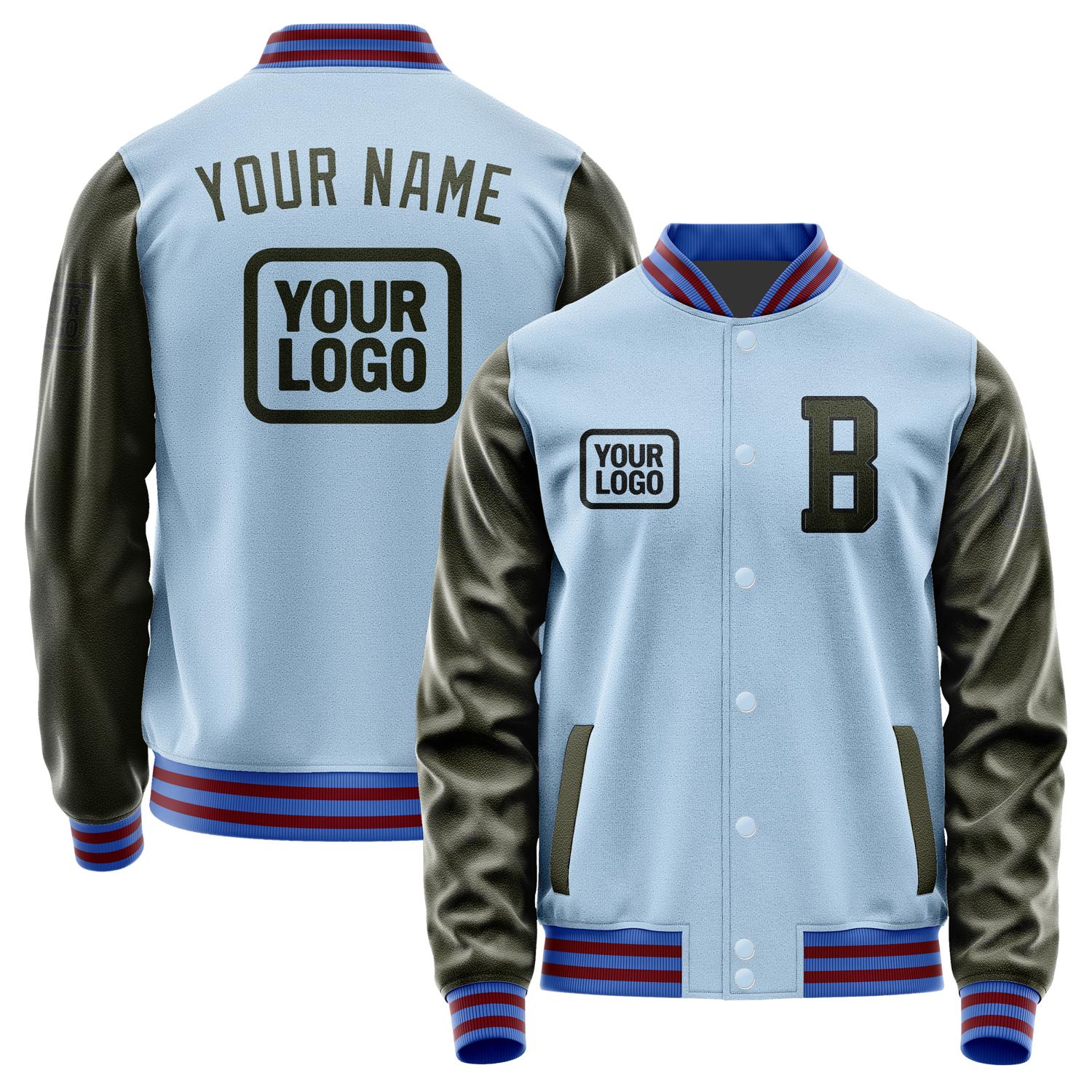 Custom Light Blue Olive Jacket JA080802091517020217