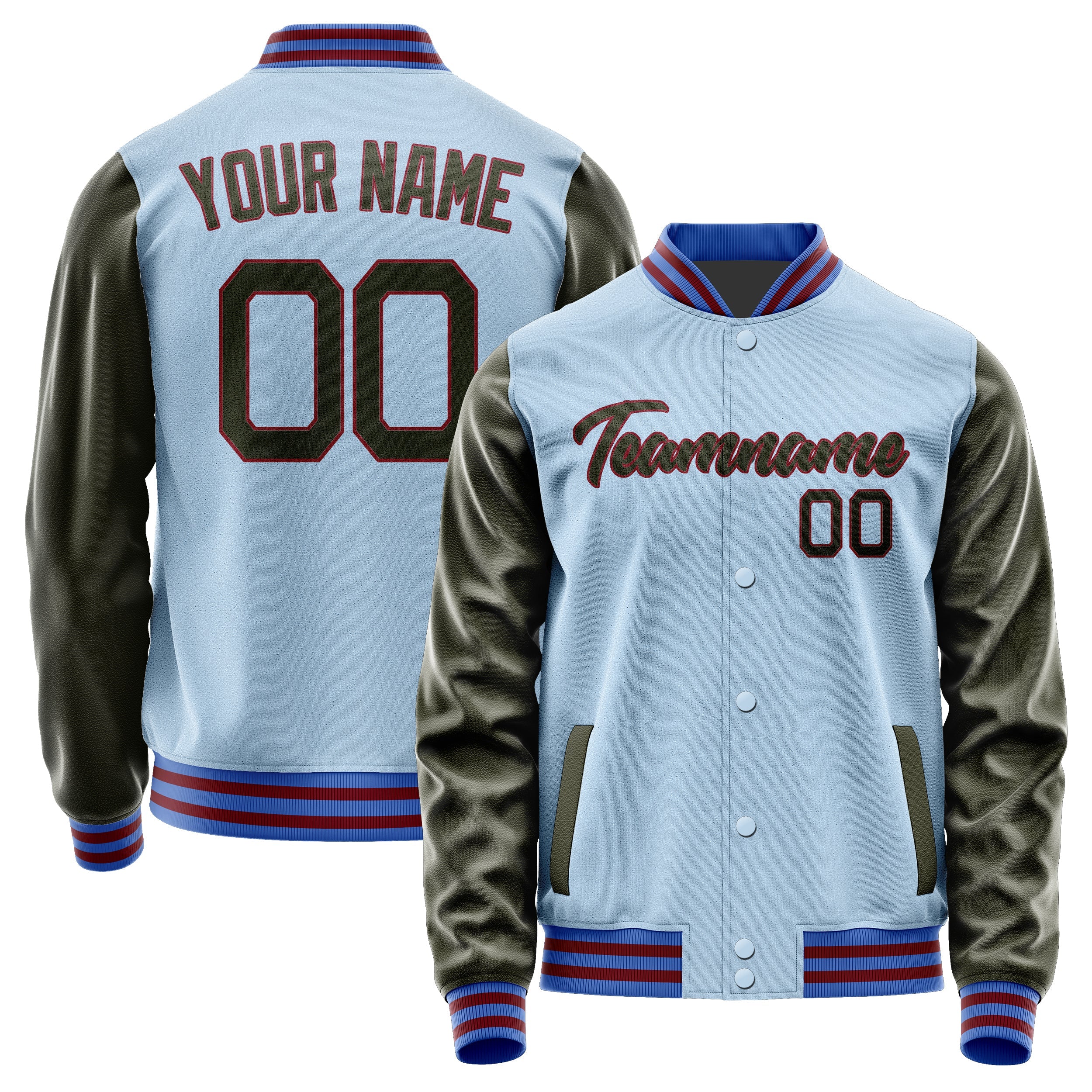 Custom Light Blue Olive Jacket JA0808020915B21502