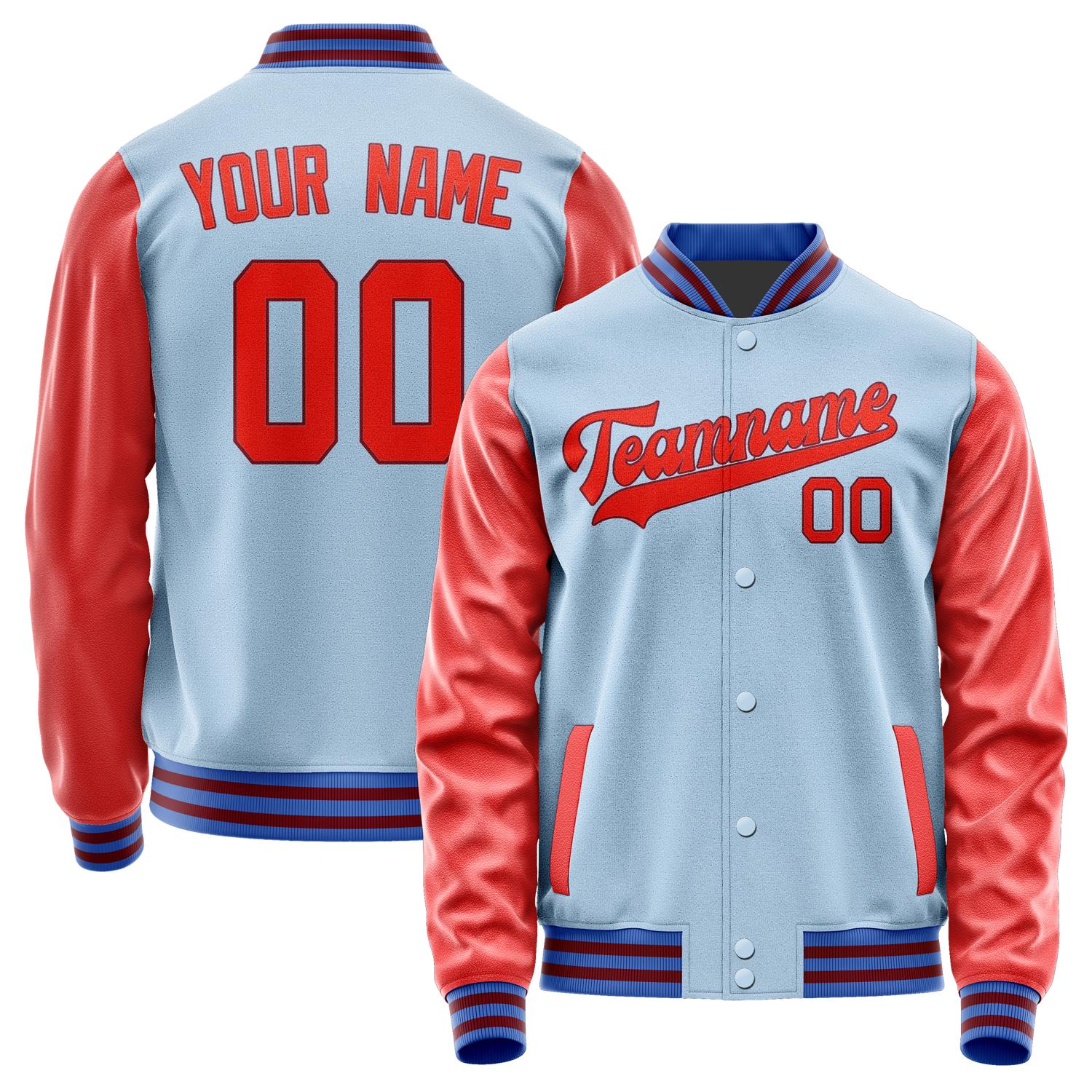 Custom Light Blue Orange Red Jacket JA0808120915B31512
