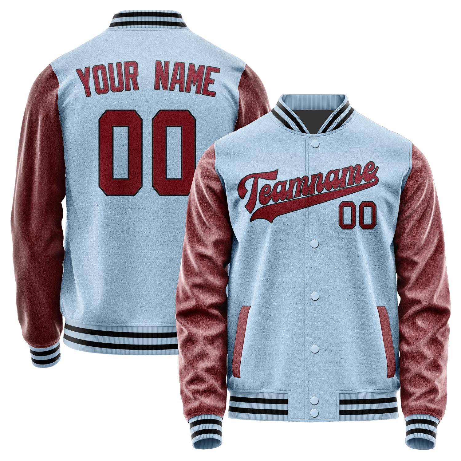 Custom Light Blue Crimson Red Jacket JA0808150817B31715