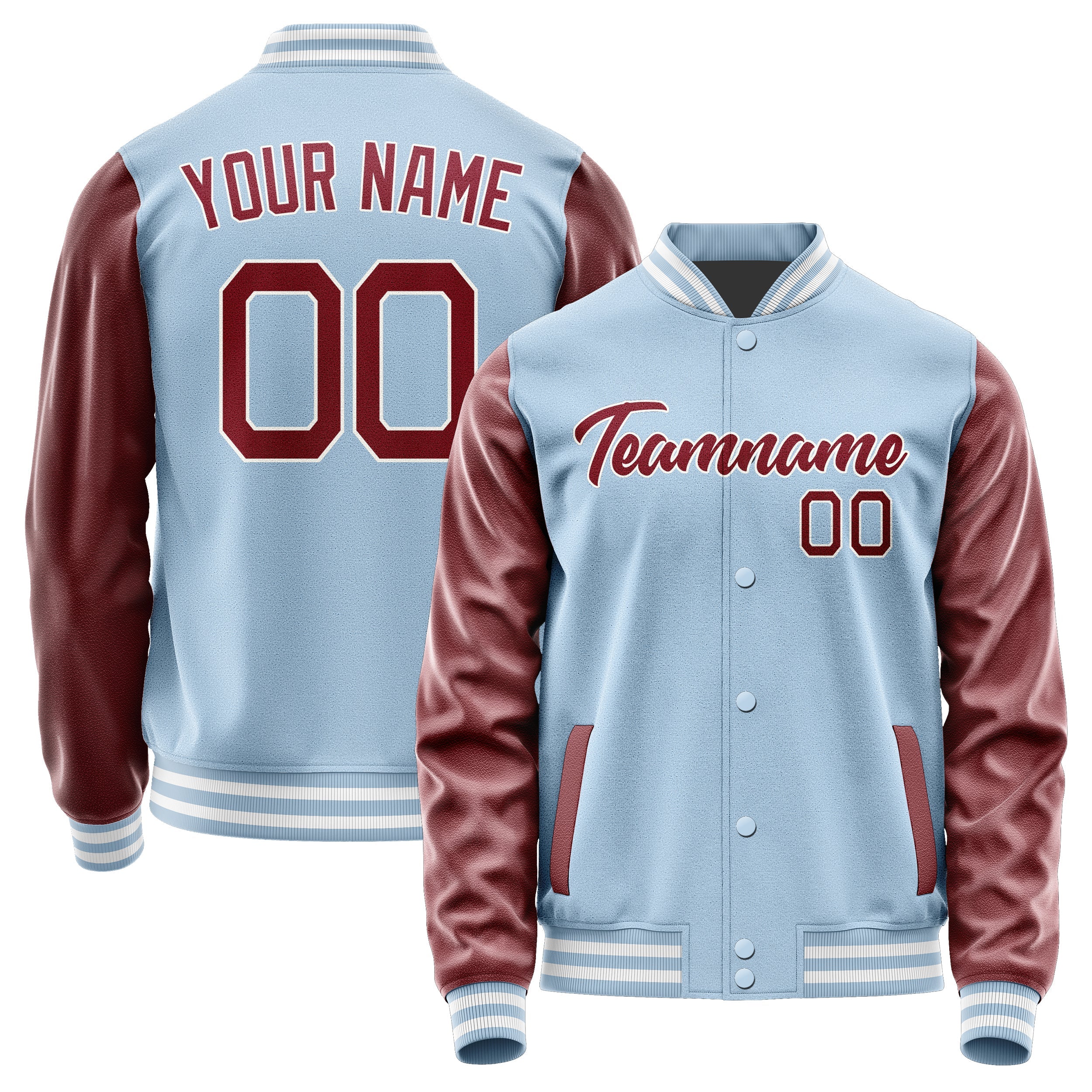 Custom Light Blue Crimson Red Jacket JA0808150818B21815