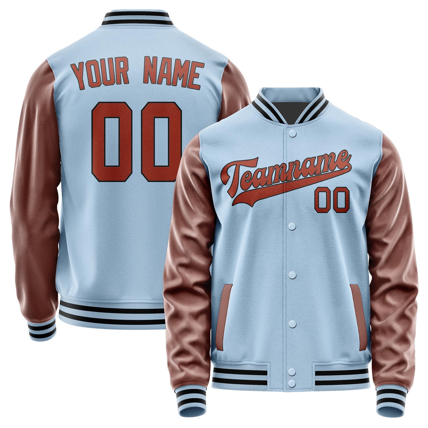 Custom Light Blue Coral Red Jacket JA0808160817B31716