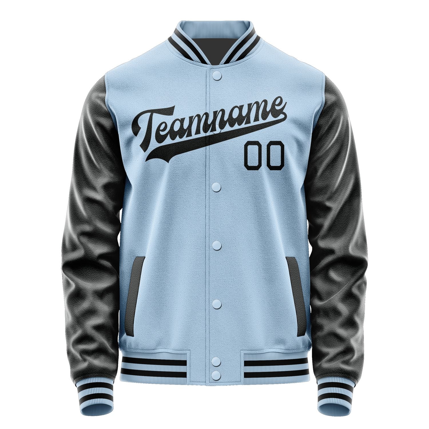 Custom Light Blue Black Jacket JA0808170817B31717