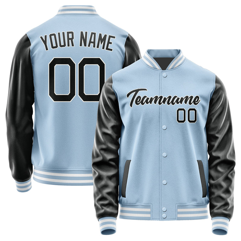 Custom Light Blue Black Jacket JA0808170818B21817