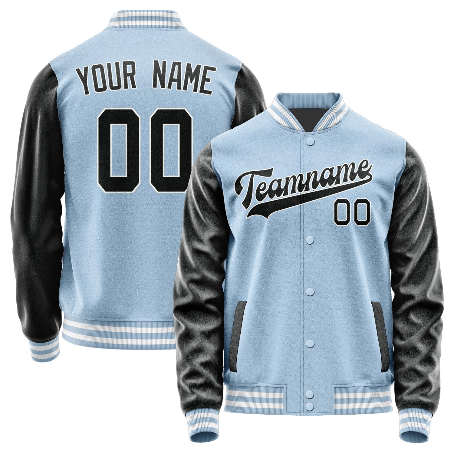 Custom Light Blue Black Jacket JA0808170818B31817