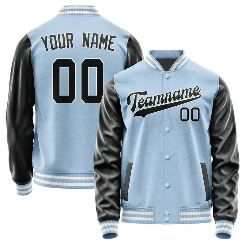 Custom Light Blue Black Jacket JA0808170818B31817