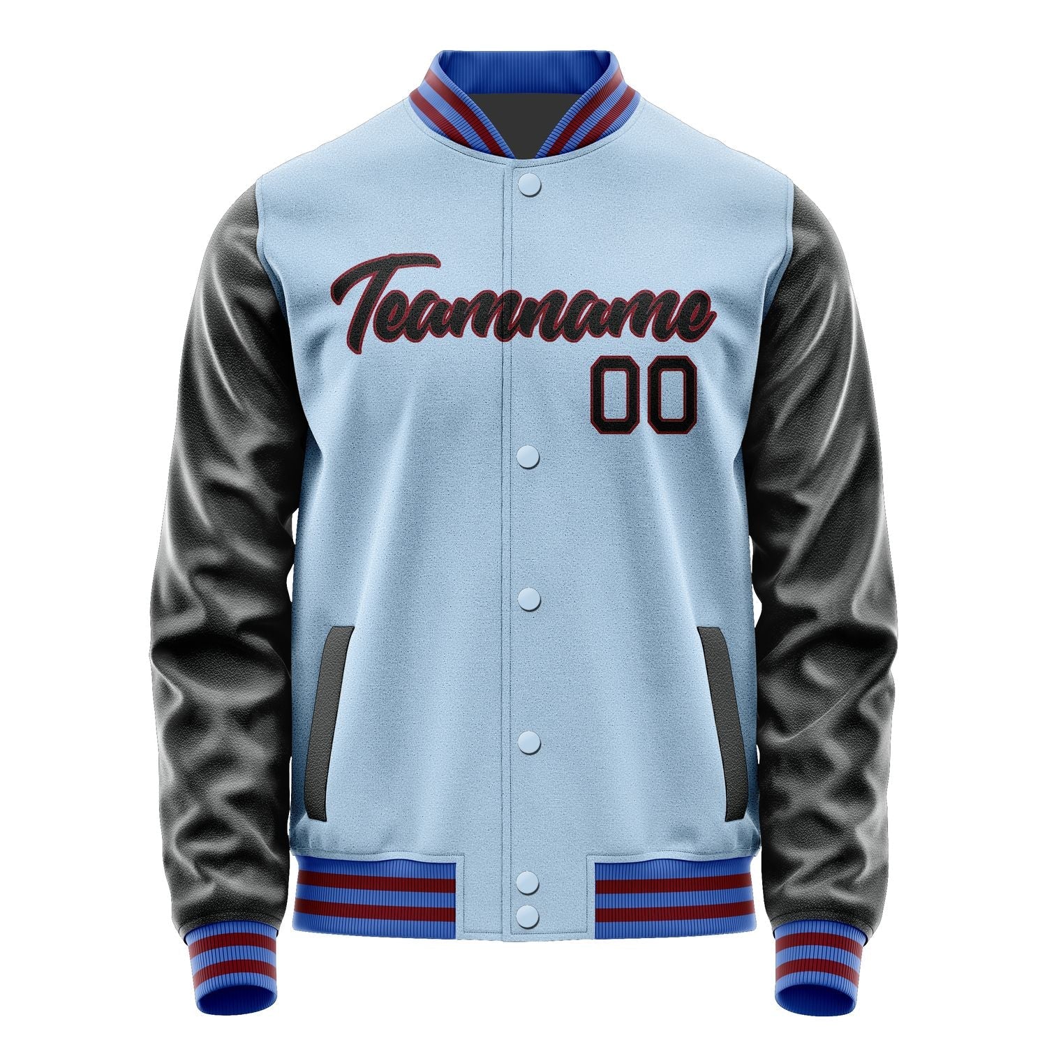 Custom Light Blue Black Jacket JA0808170915B21517