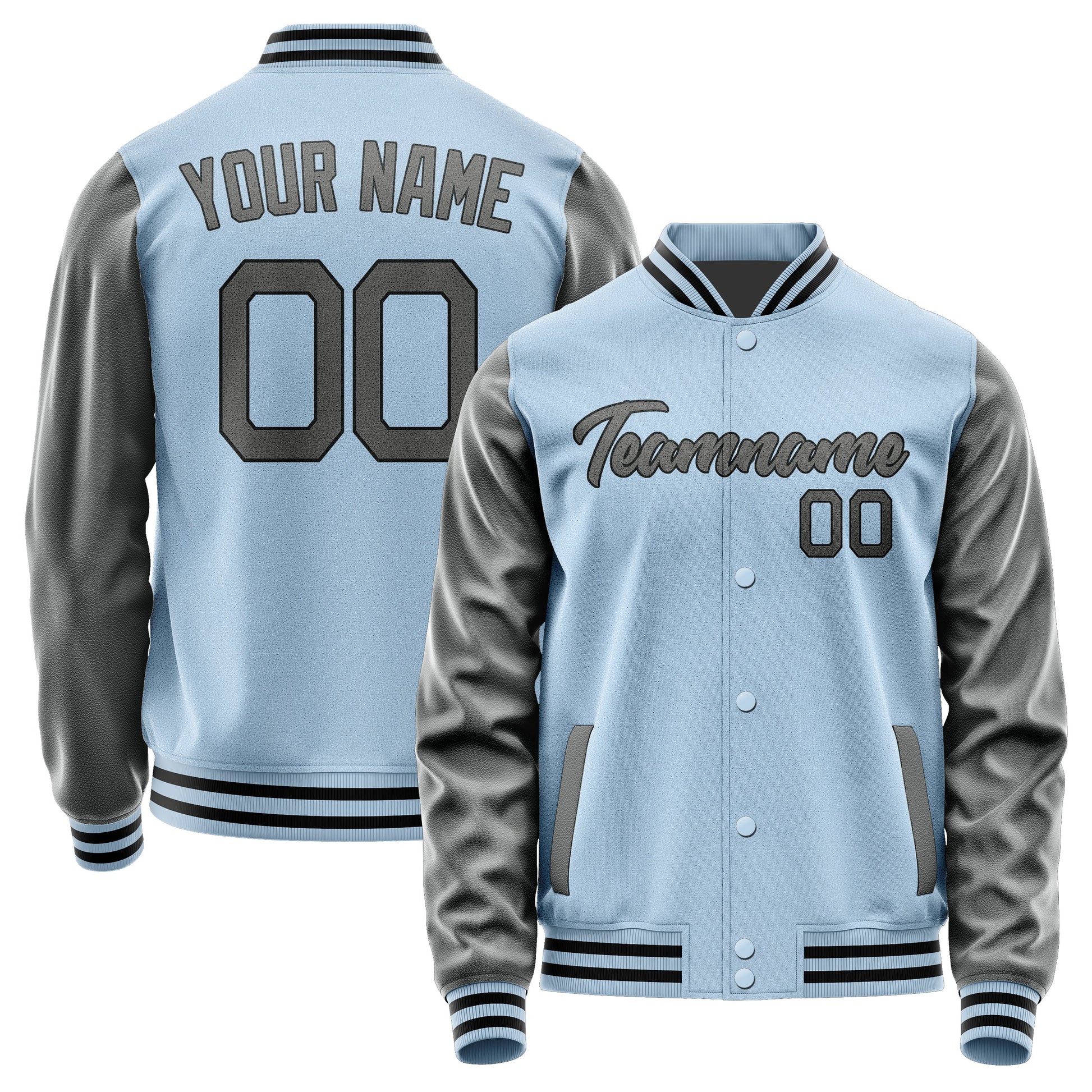 Custom Light Blue Dark Grey Jacket JA0808200817B21720