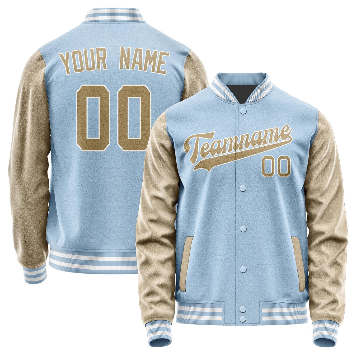 Custom Light Blue Light Khaki Jacket JA0808250818B31825