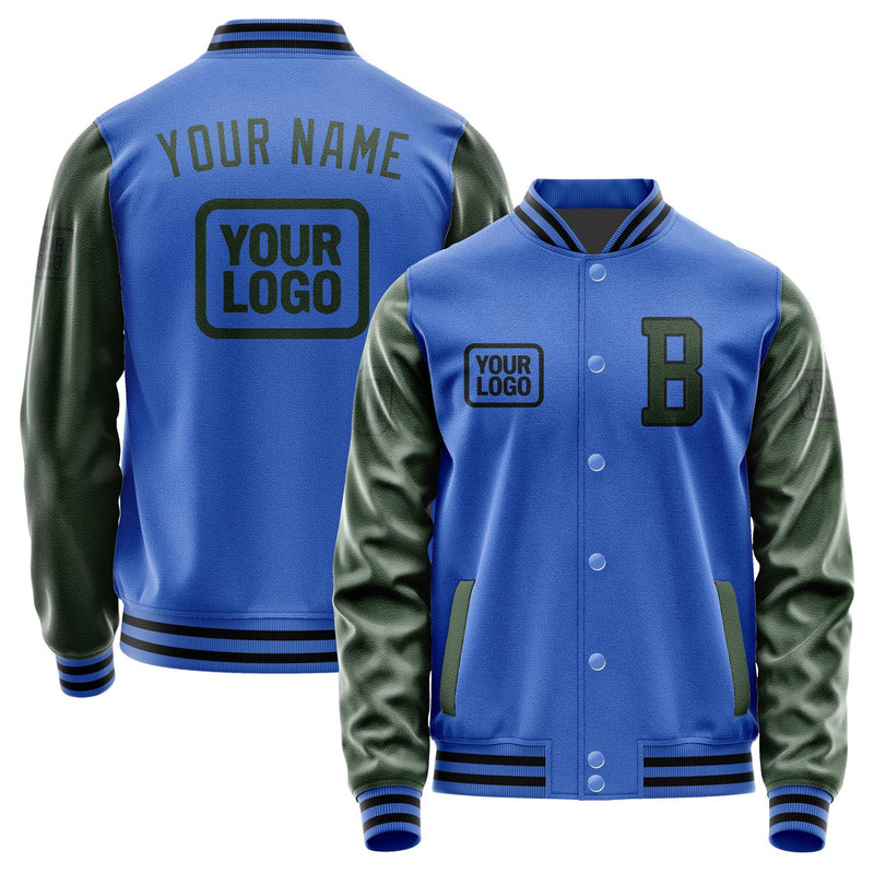 Custom Sky Blue Dark Green Jacket JA090906091717060617