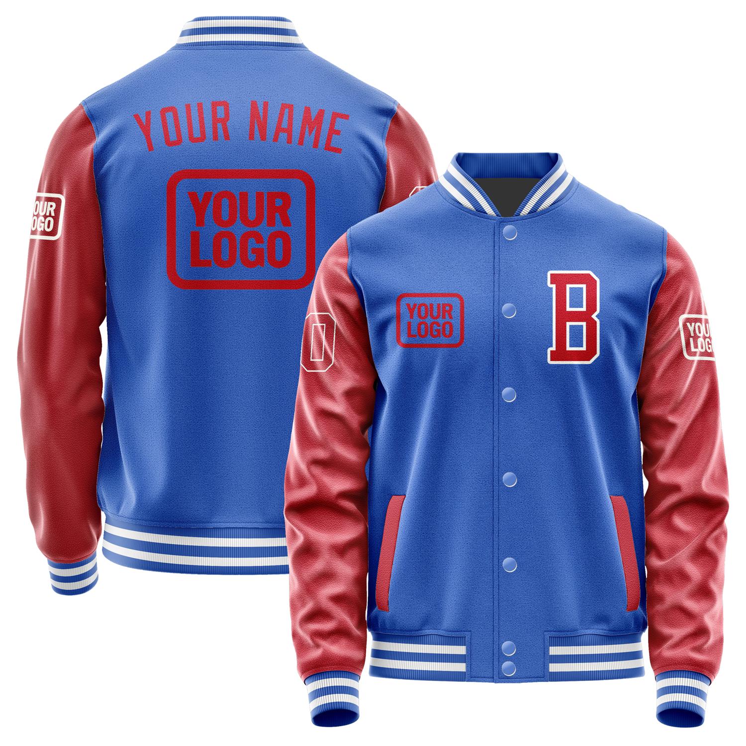 Custom Sky Blue Red Jacket JA090914091818141418