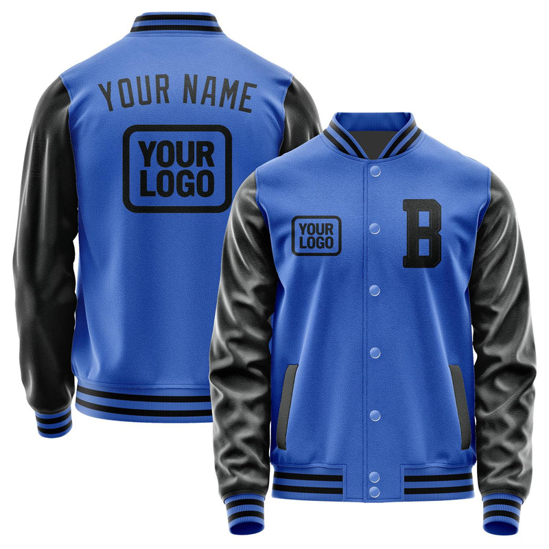 Custom Sky Blue Black Jacket JA090917091717171717