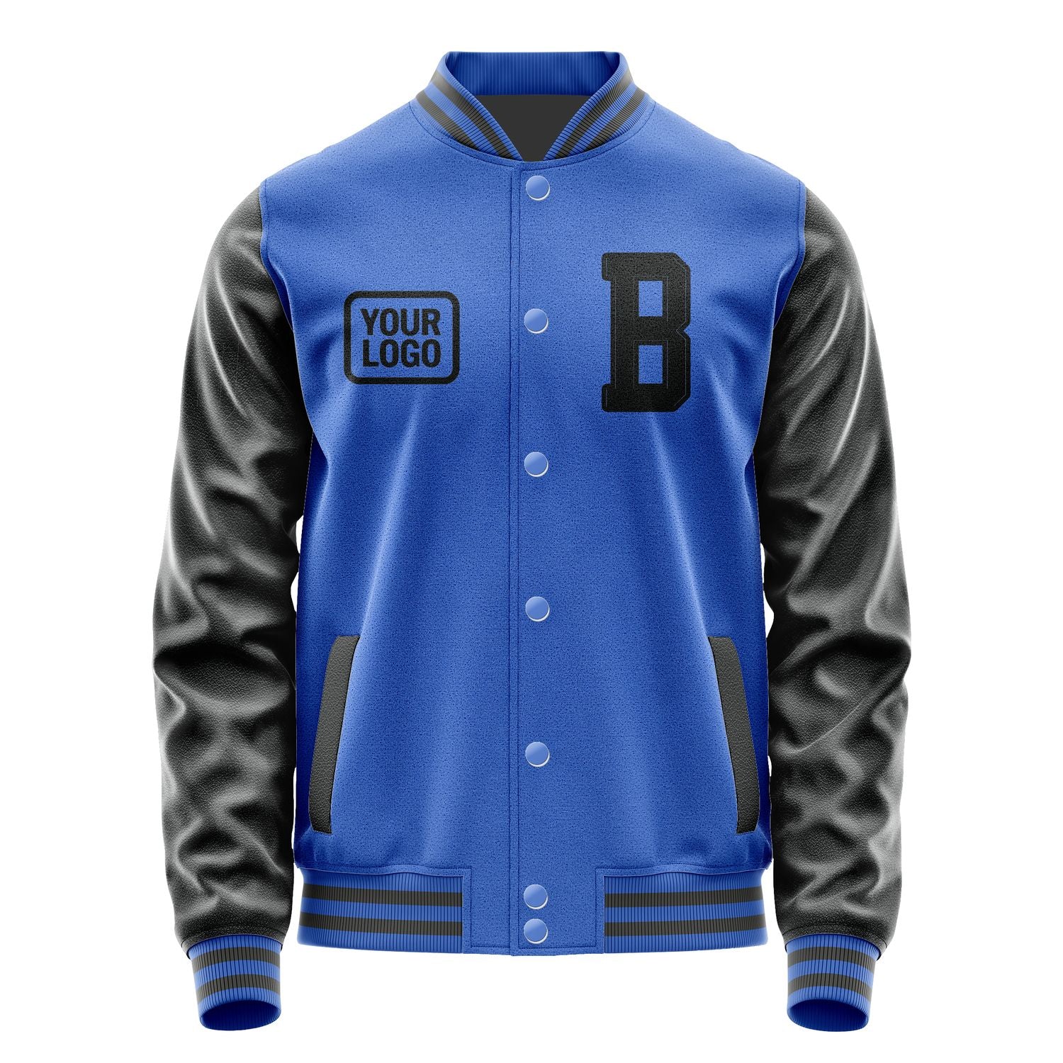 Custom Sky Blue Black Jacket JA090917092017171717