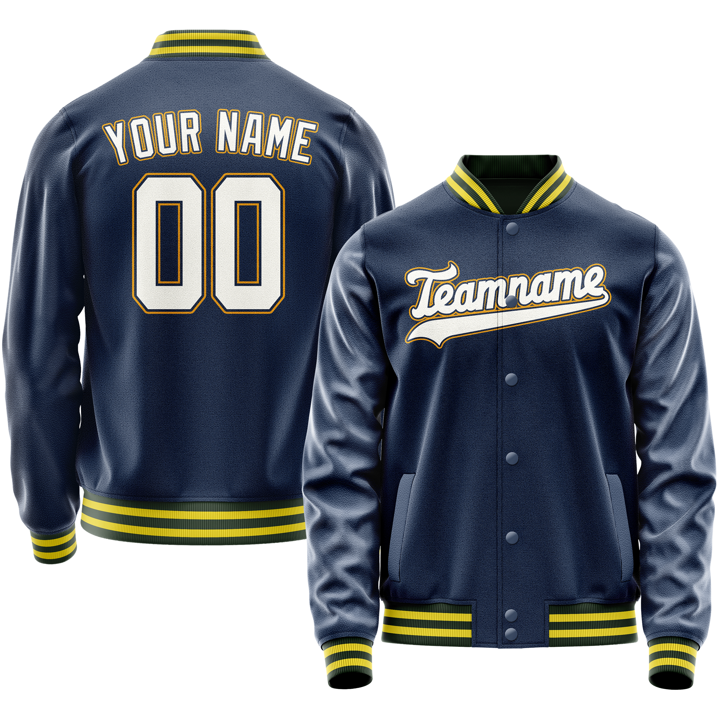 カスタムブルーホワイト無地バーシティレターマンジャケット