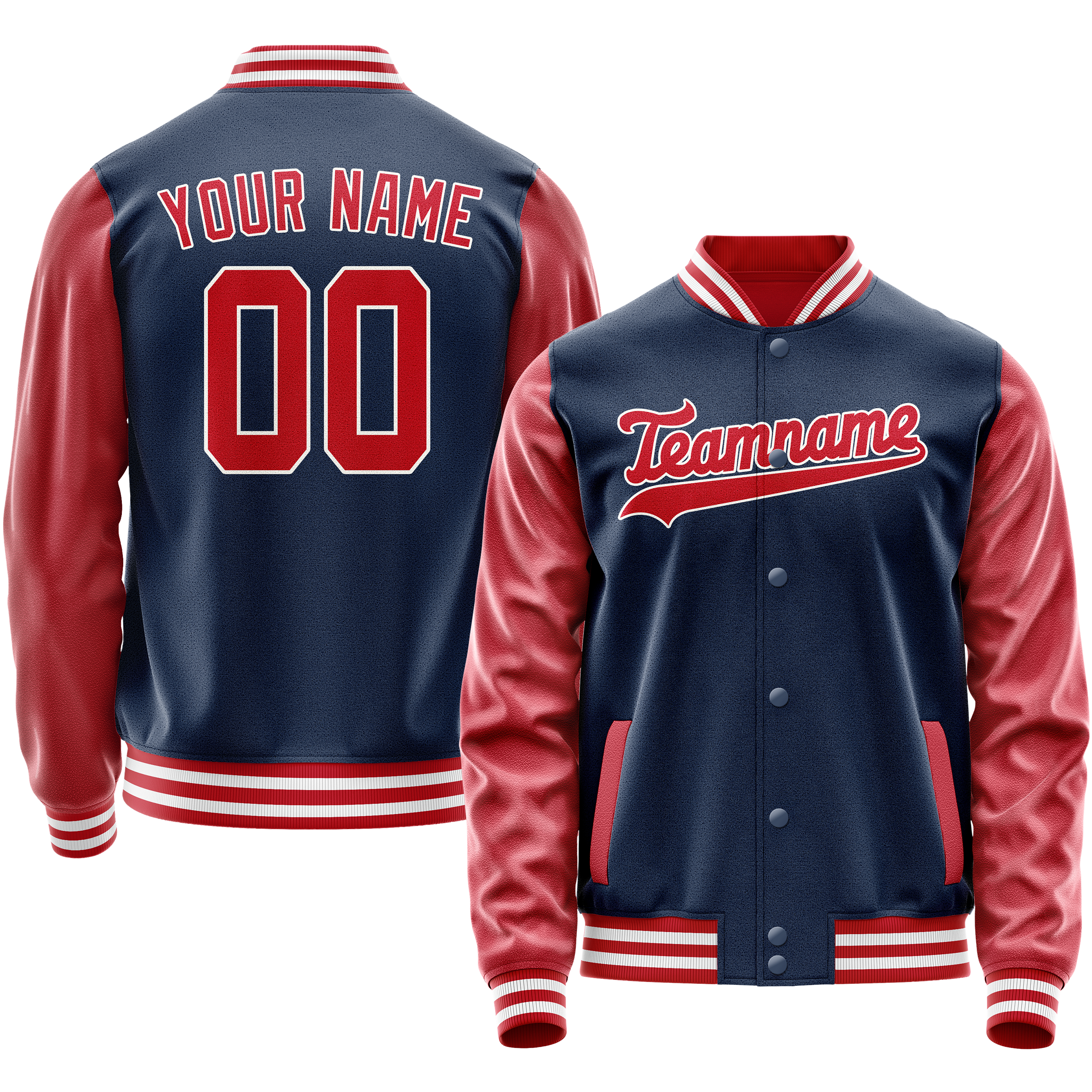 カスタムブルーテキサスオレンジソリッドカラーバーシティレターマンジャケット