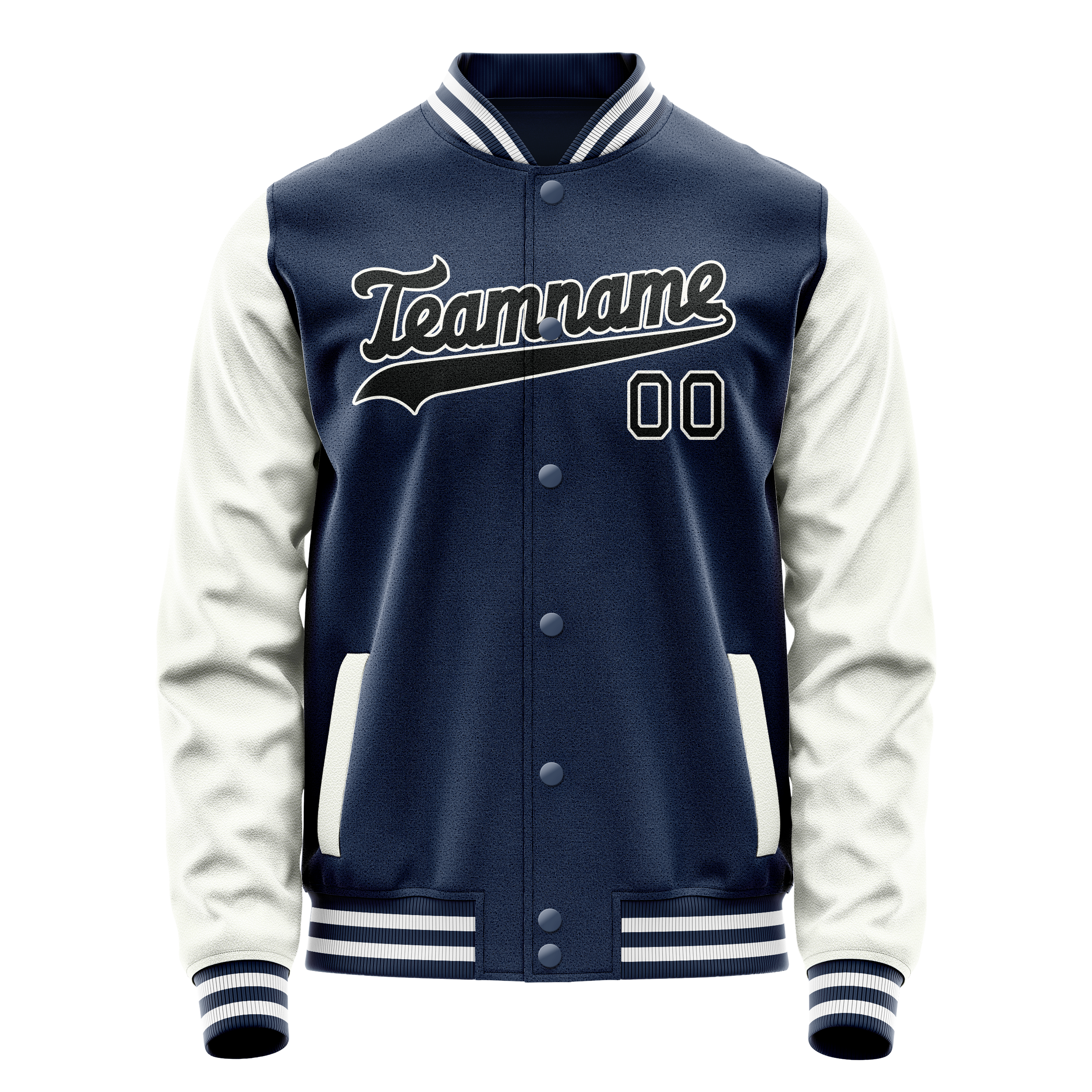 カスタムブルーホワイト無地バーシティレターマンジャケット