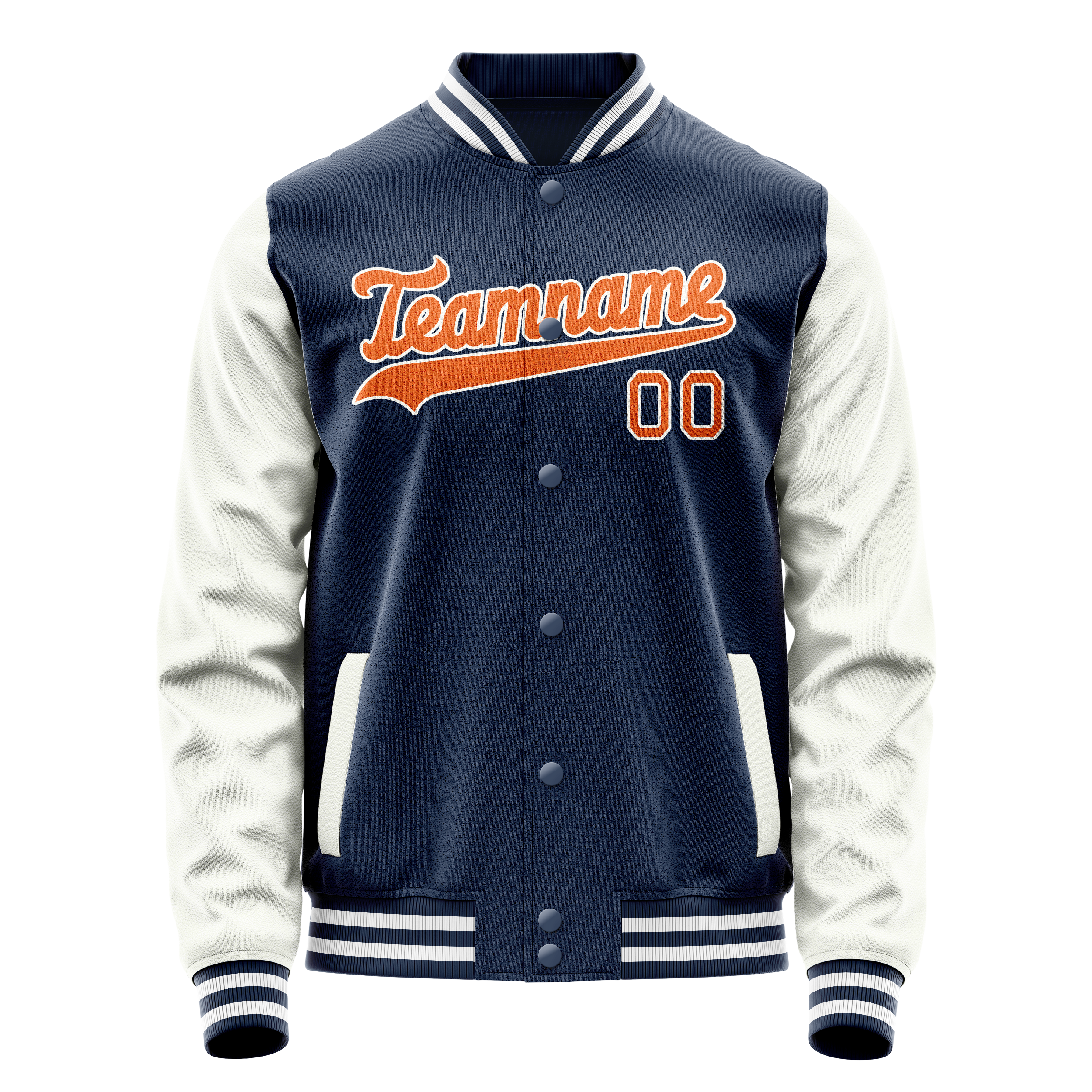 カスタムブルーホワイト無地バーシティレターマンジャケット