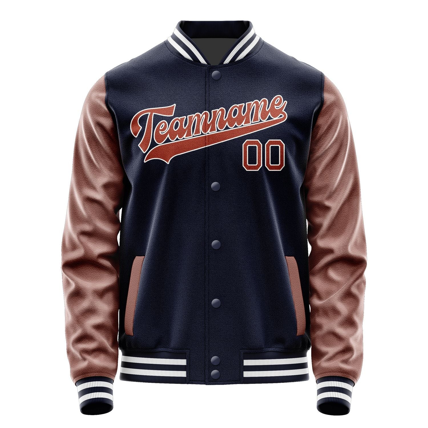 Custom Navy Coral Red Jacket JA1111161118B31816