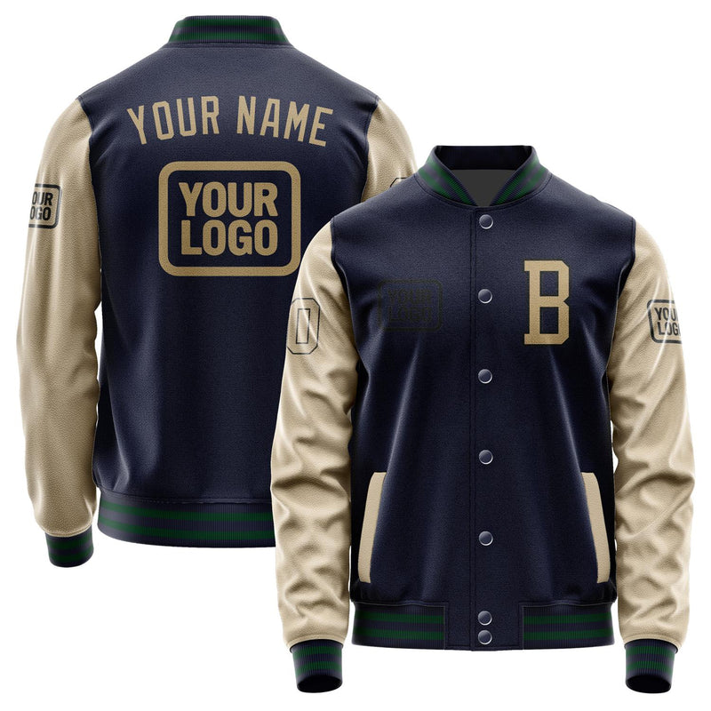 Custom Navy Light Khaki Jacket JA111125110517252517