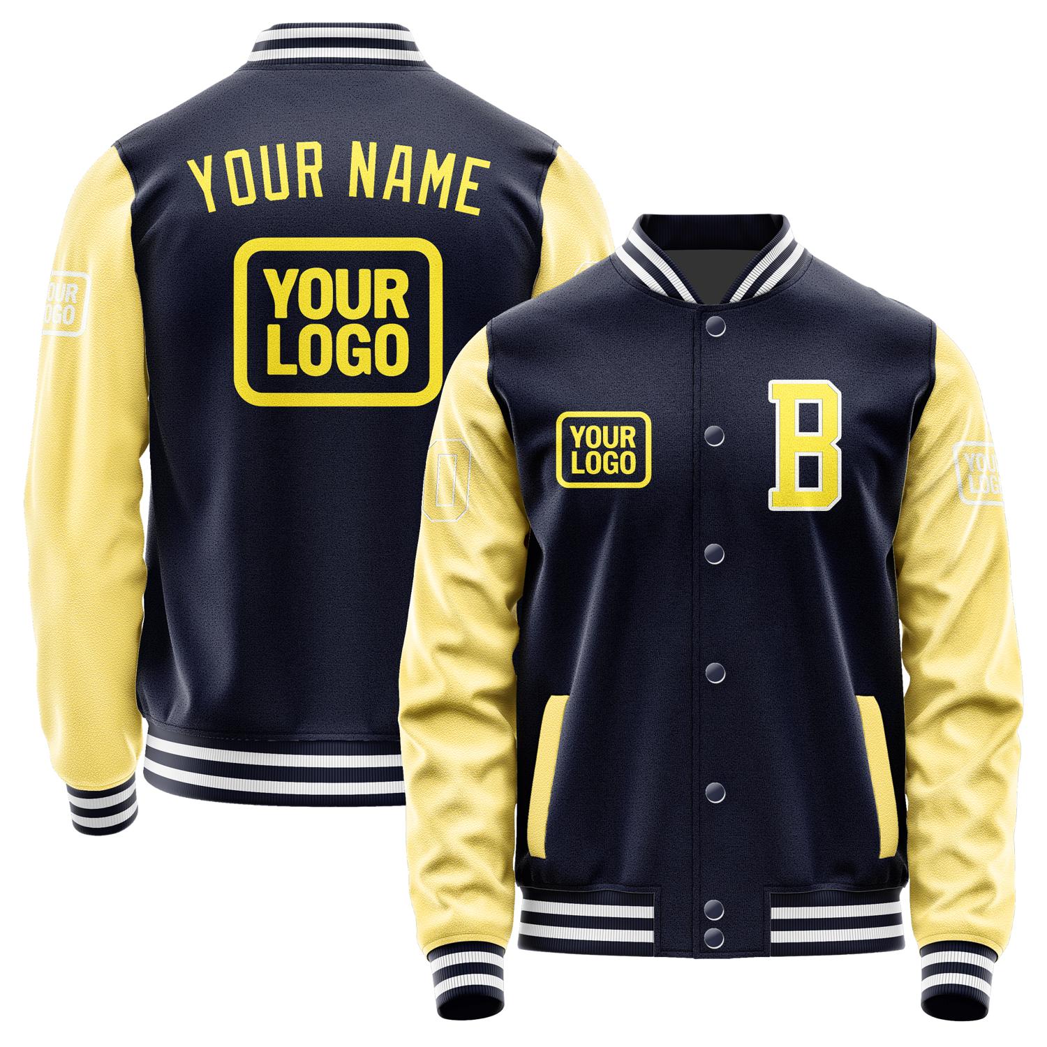 Custom Navy Light Yellow Jacket JA111126111818262618