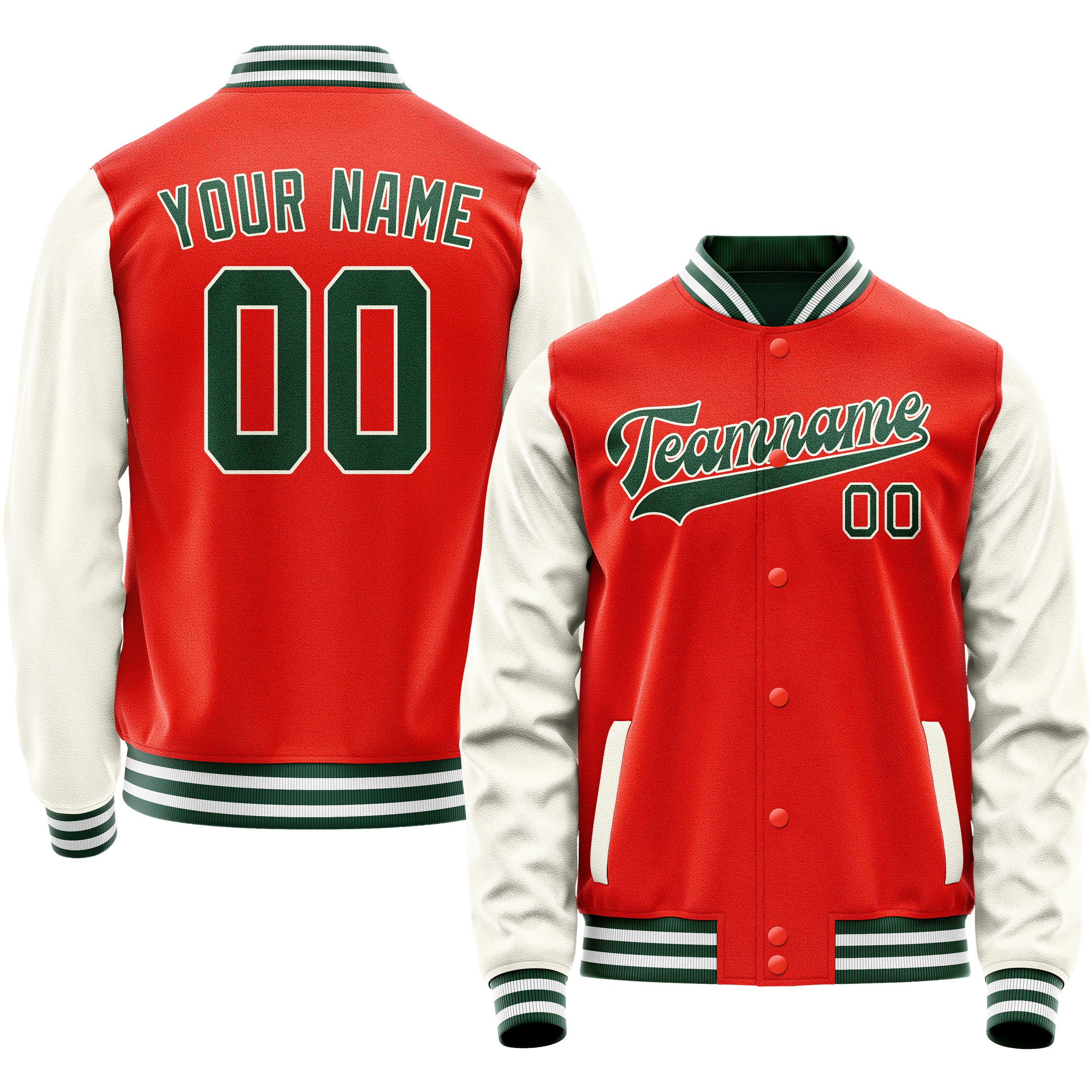 カスタムオレンジクリーム無地バーシティレターマンジャケット