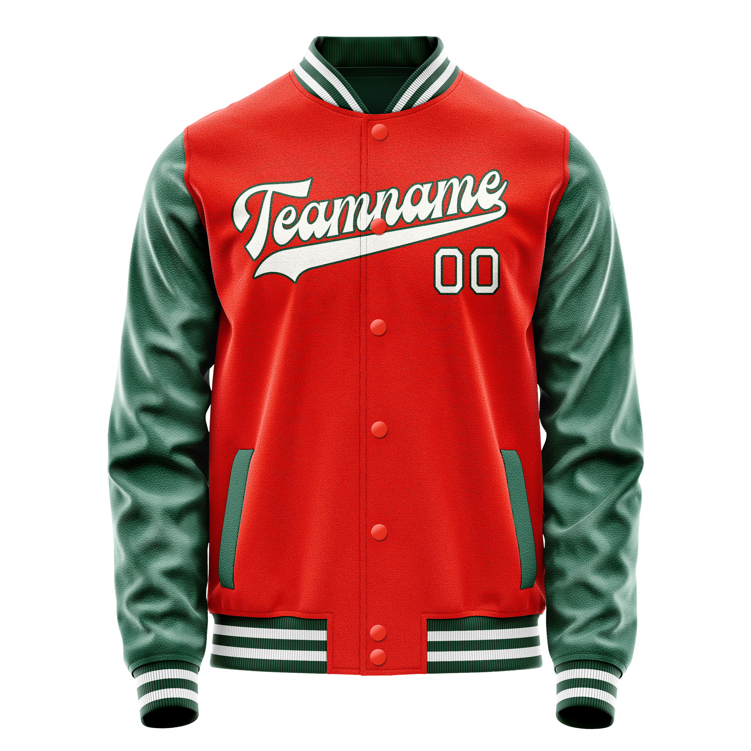 カスタムオレンジグリーン無地バーシティレターマンジャケット