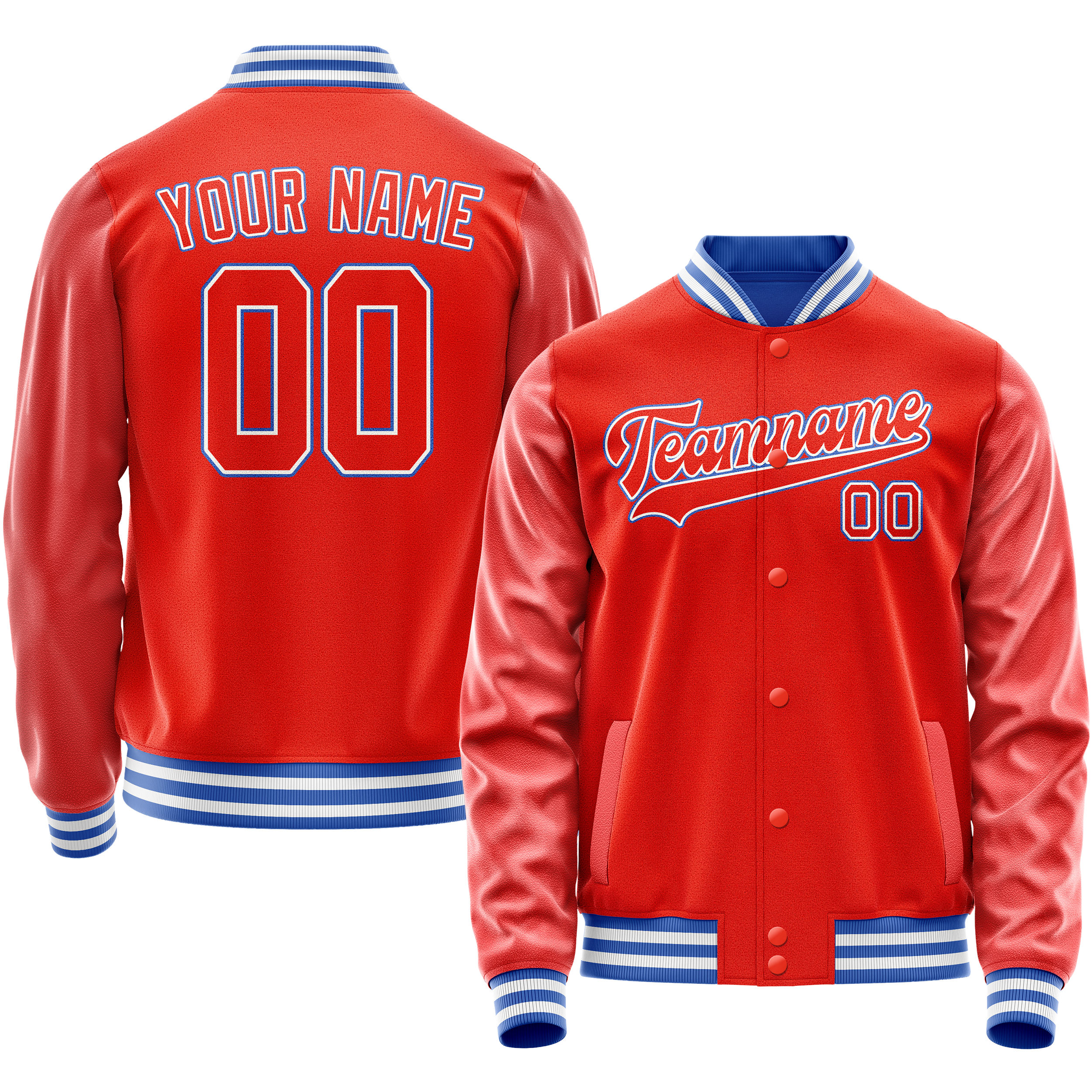 カスタムオレンジホワイト無地バーシティレターマンジャケット