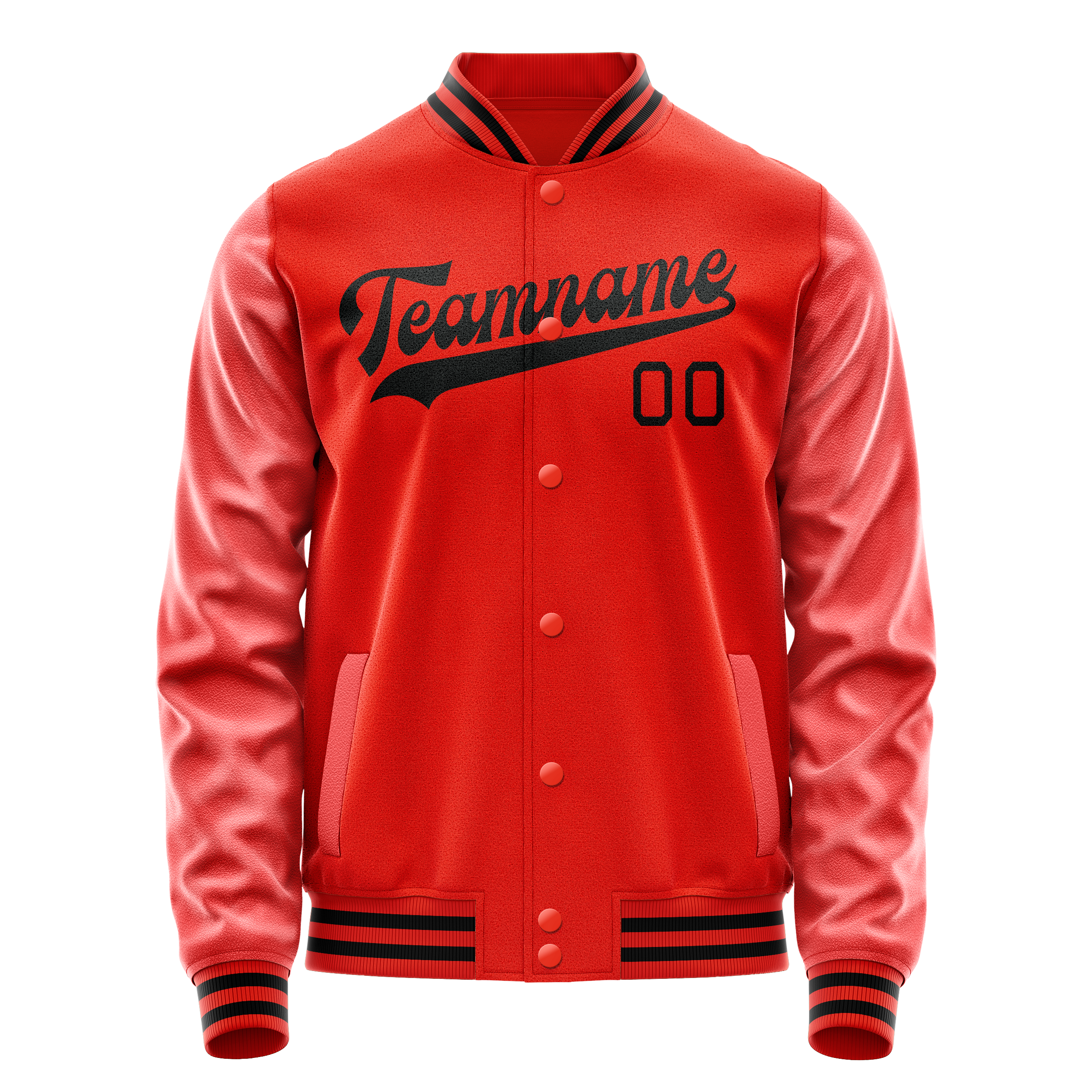 カスタムオレンジブラックソリッドカラーバーシティレターマンジャケット