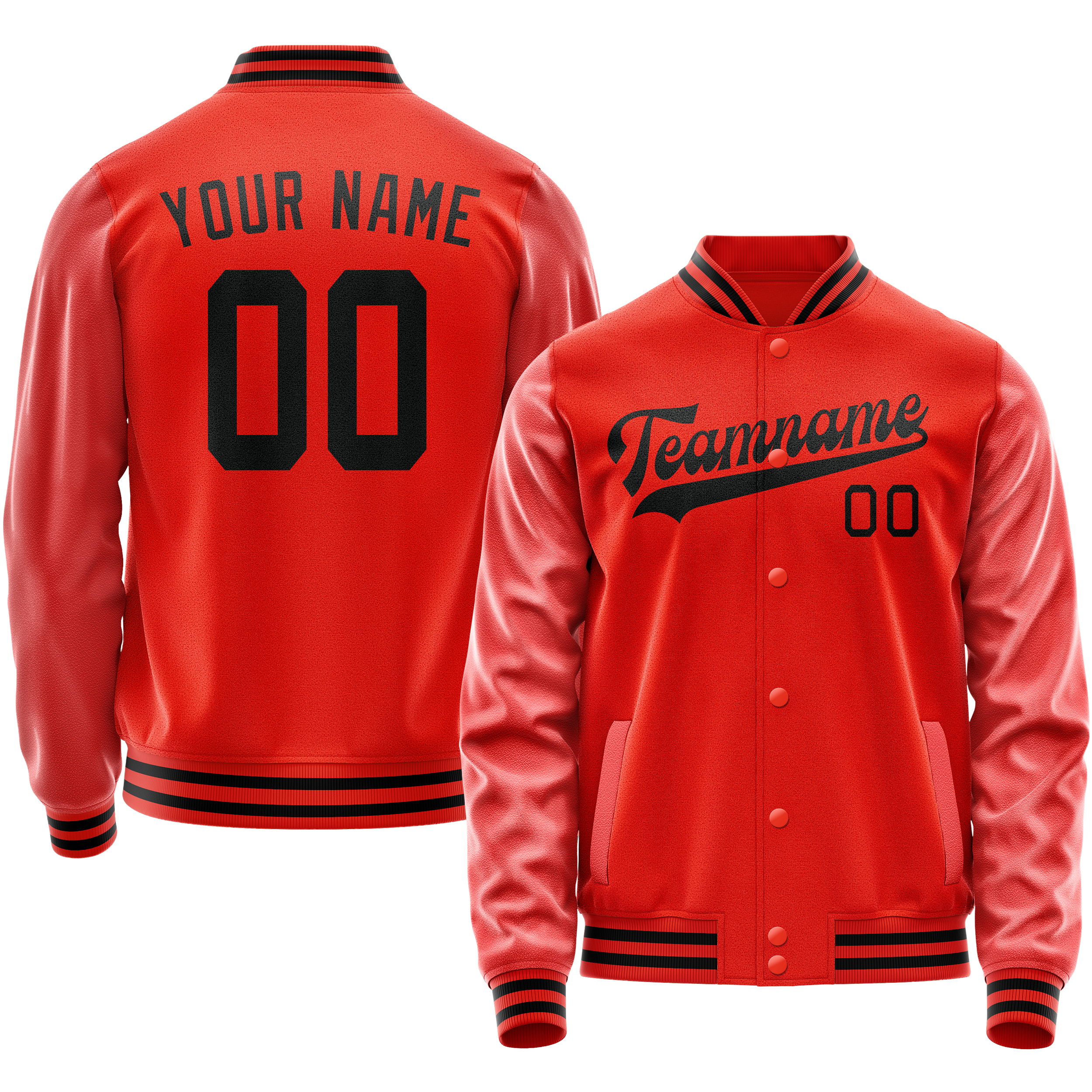 カスタムオレンジブラックソリッドカラーバーシティレターマンジャケット