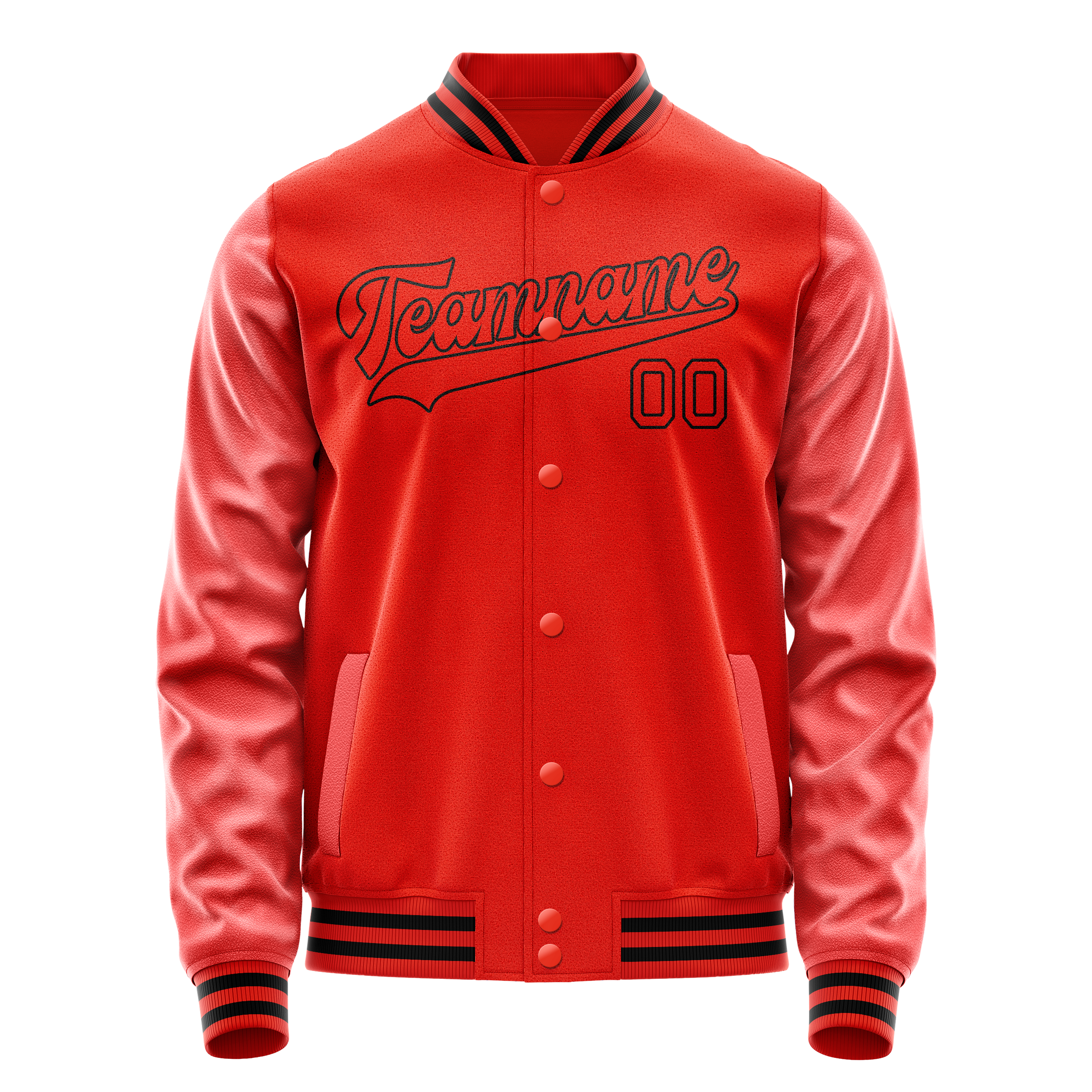 カスタムオレンジブラックソリッドカラーバーシティレターマンジャケット