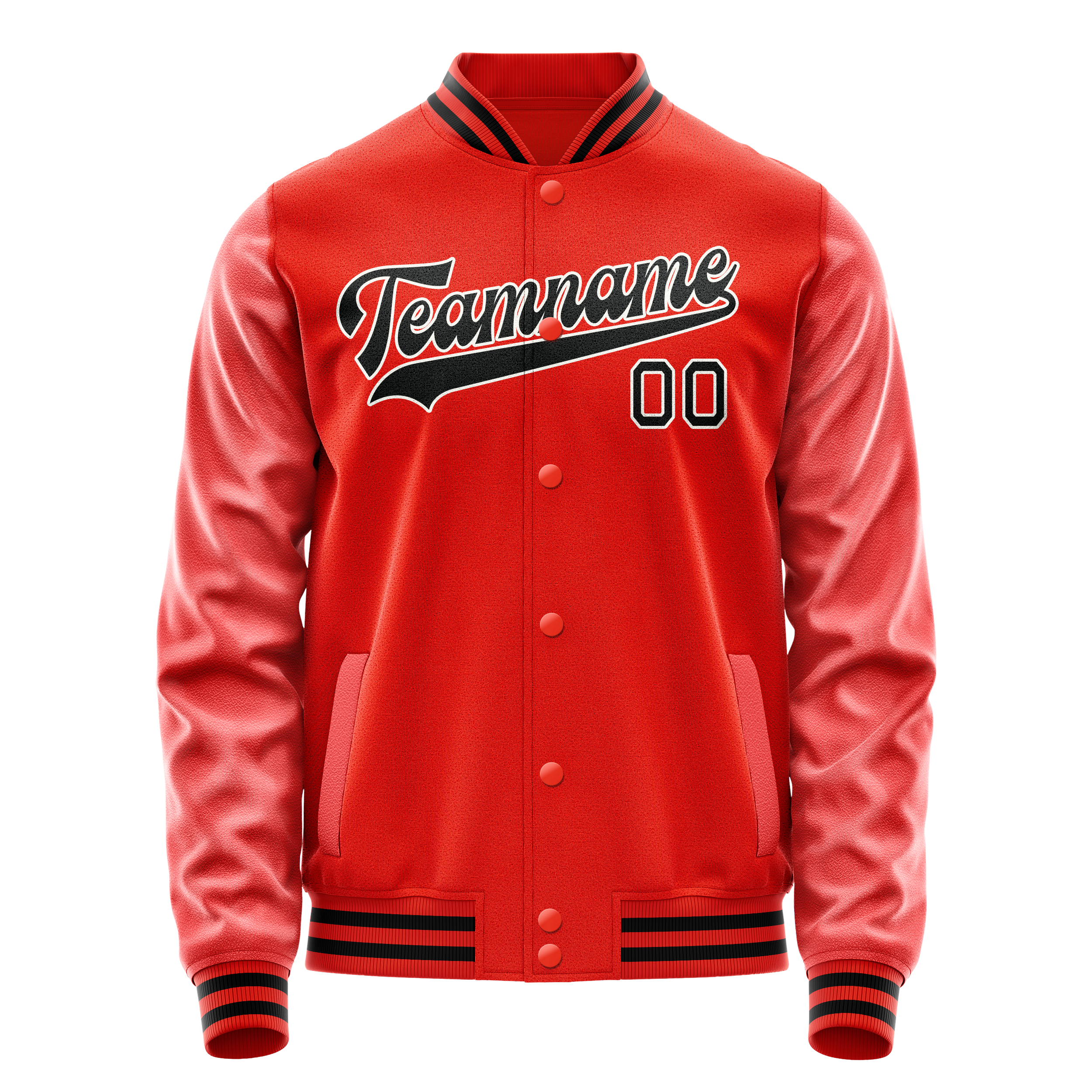 カスタムオレンジブラックソリッドカラーバーシティレターマンジャケット