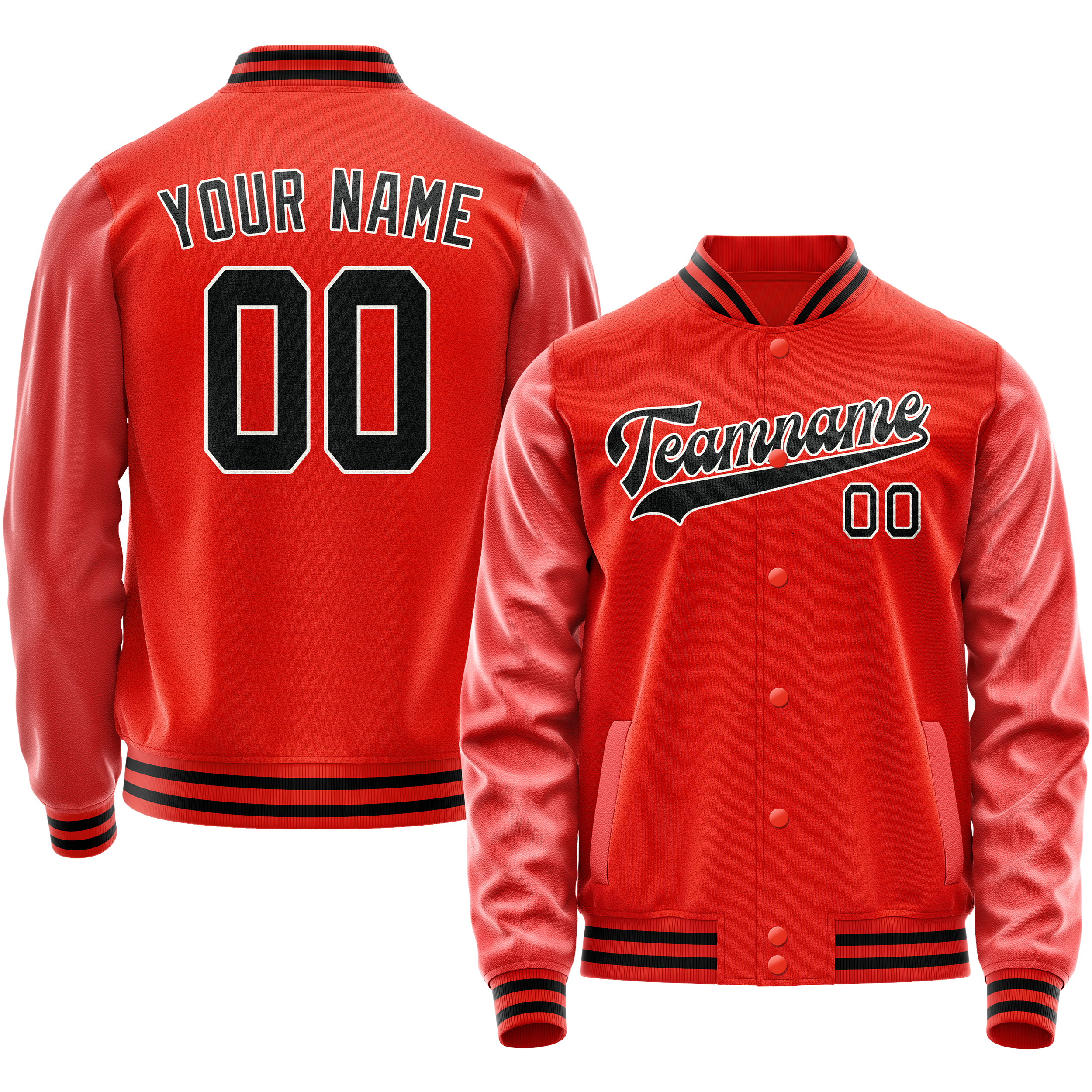 カスタムオレンジブラックソリッドカラーバーシティレターマンジャケット